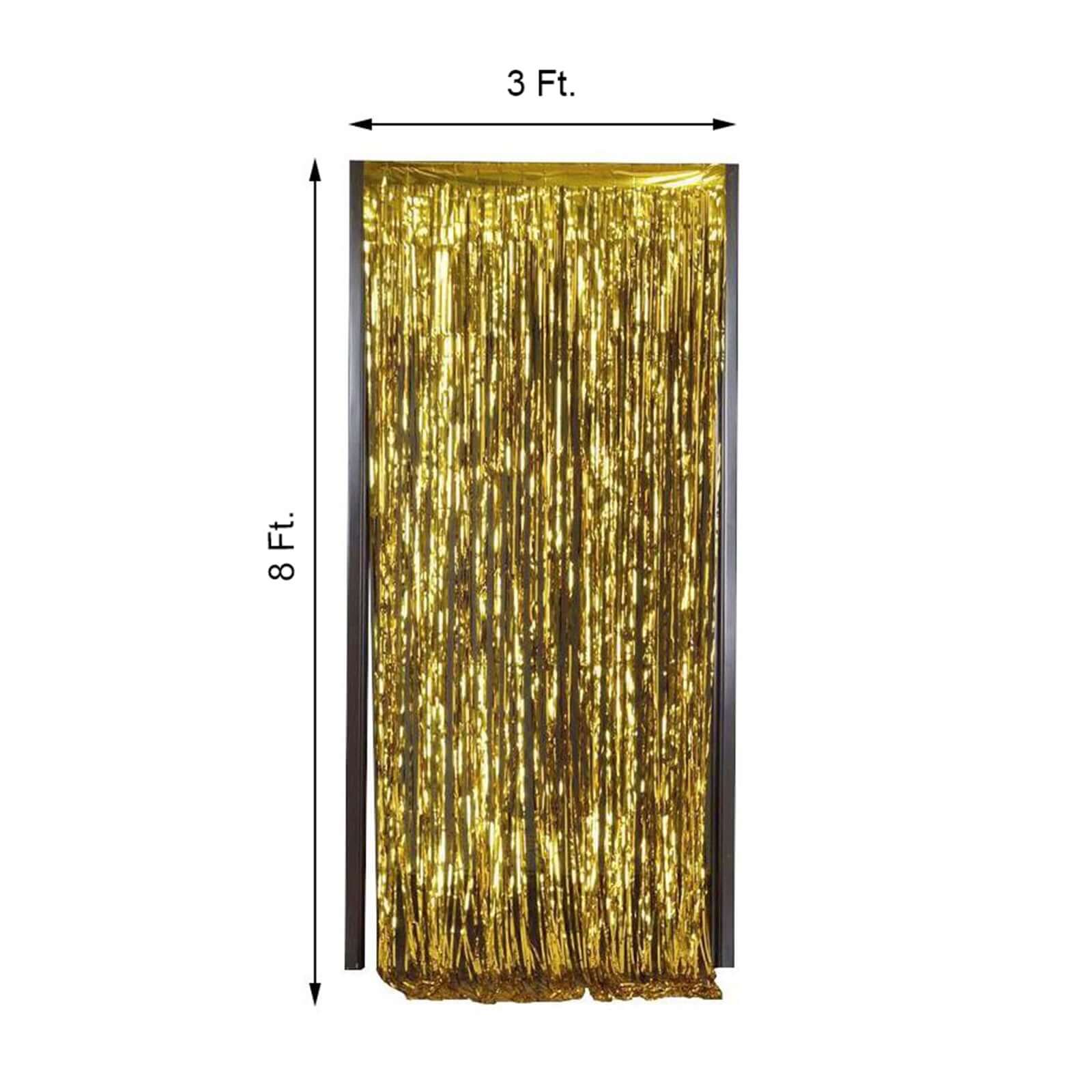 8ft Gold Metallic Tinsel Foil Fringe Doorway Curtain Party Backdrop
