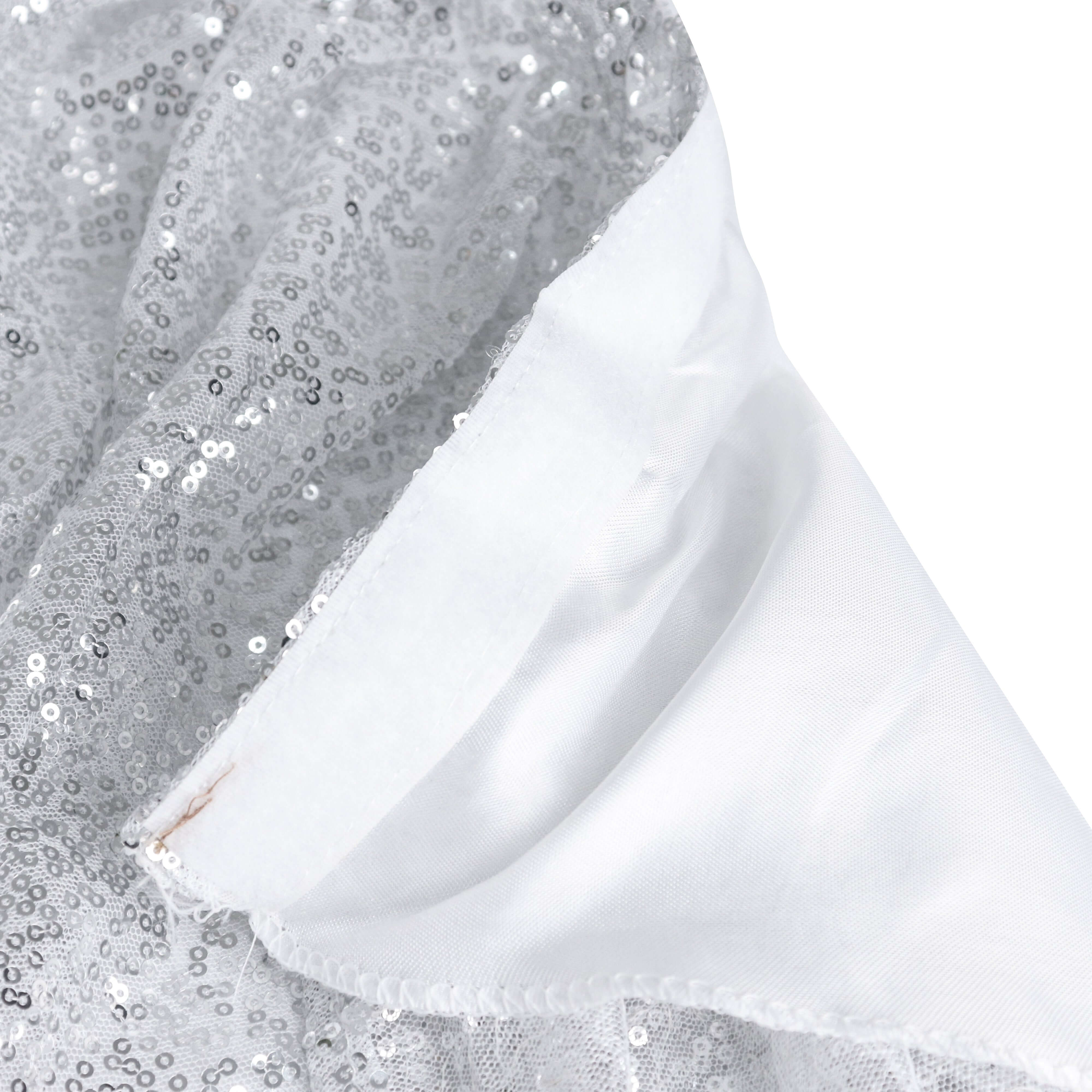 Sequin 17ft Table Skirt Silver Gold - Pleated Satin With Top Velcro Strip