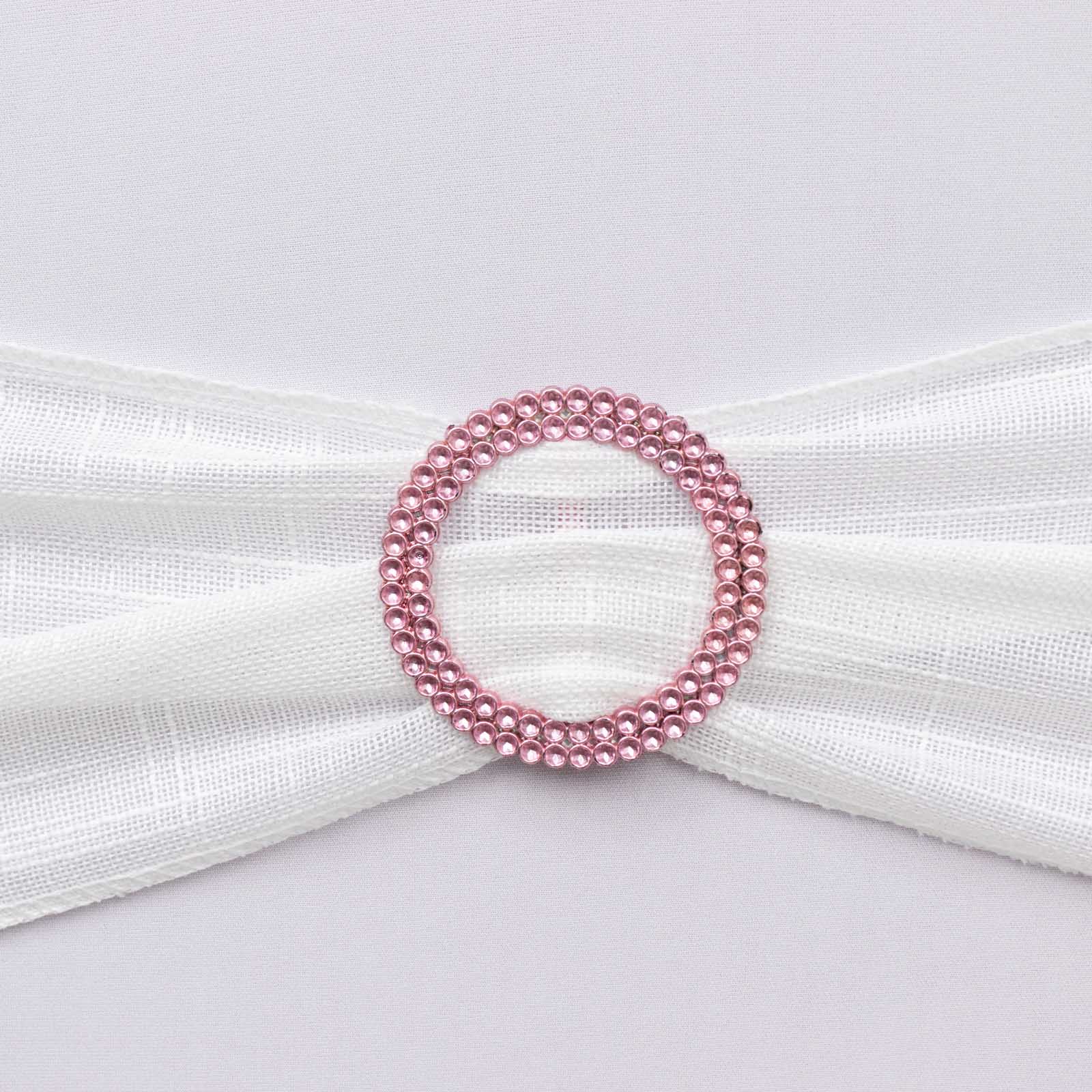 20 Pack Diamond Round Chair Sash Band Buckle Pins Pink - Timeless Rhinestone Napkin Rings 2.5"
