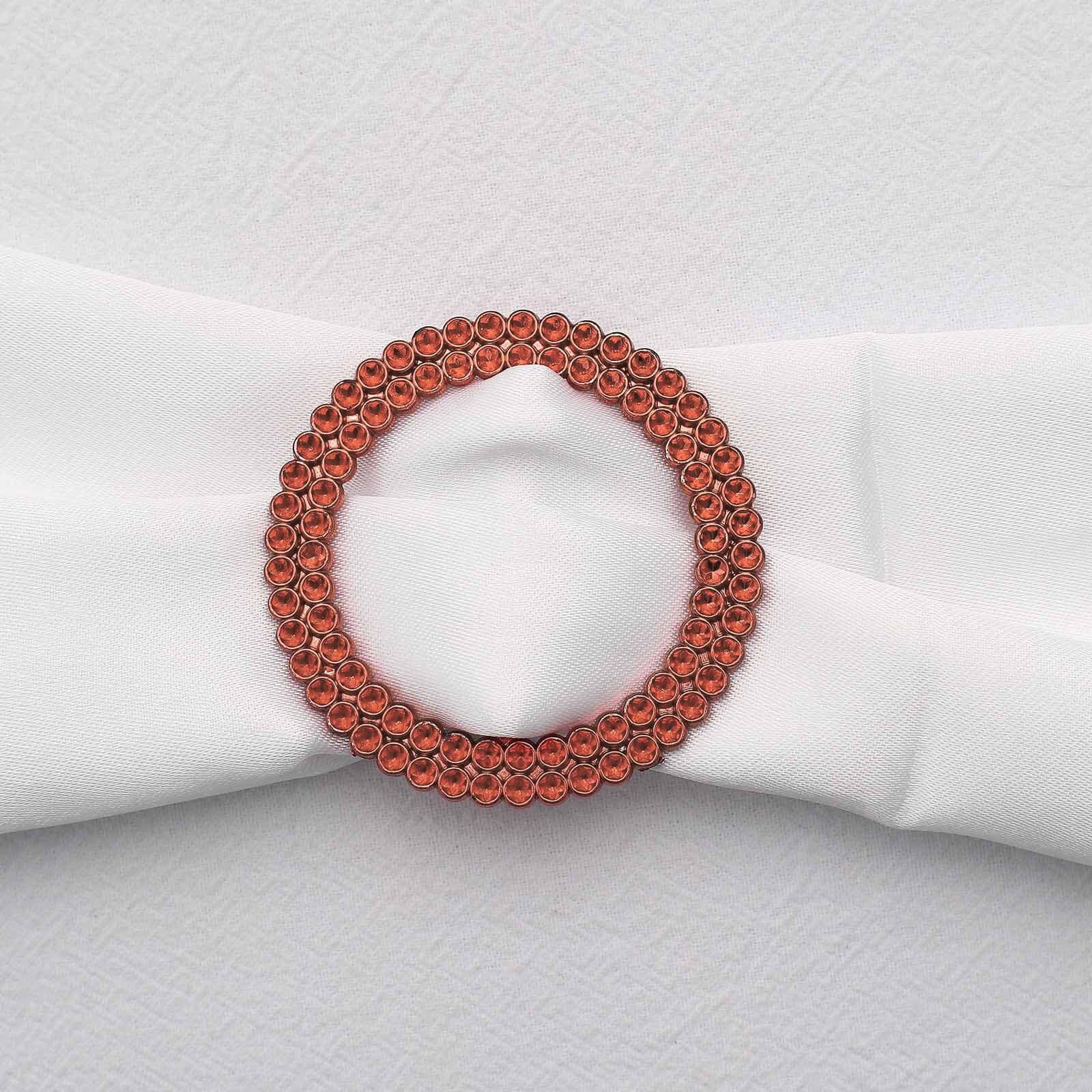 20 Pack Diamond Round Chair Sash Band Buckle Pins Terracotta (Rust) - Timeless Rhinestone Napkin Rings 2.5"
