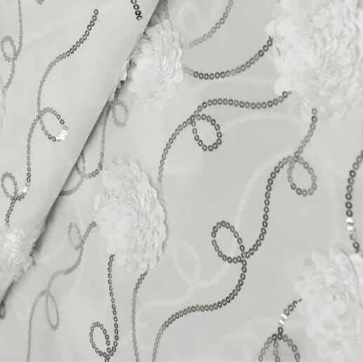54"x4 Yards White Iridescent Sequin Taffeta Fabric Bolt, DIY Craft Fabric Roll
