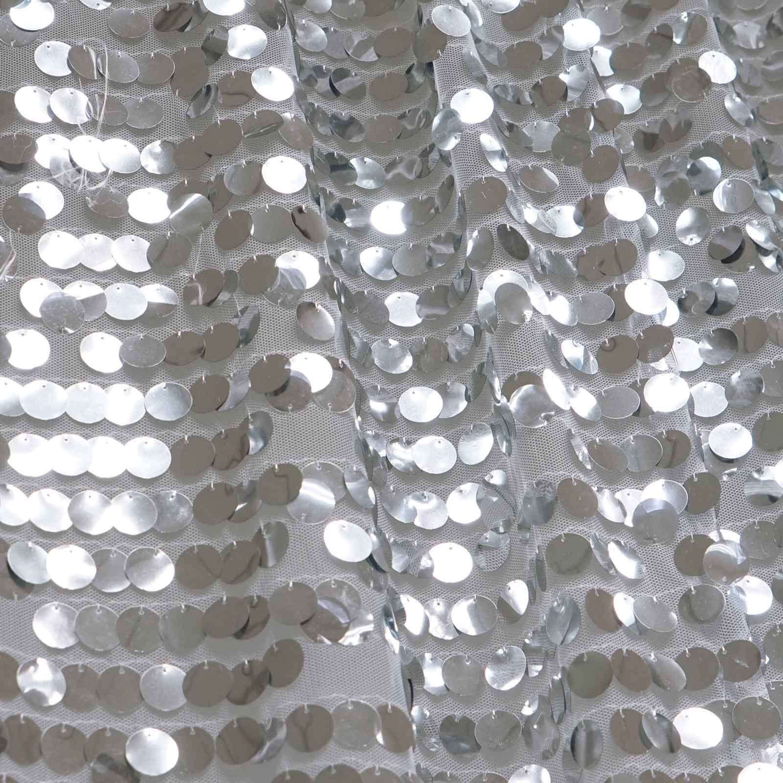20ftx10ft Silver Big Payette Sequin Event Curtain Drapes, Backdrop Event Panel