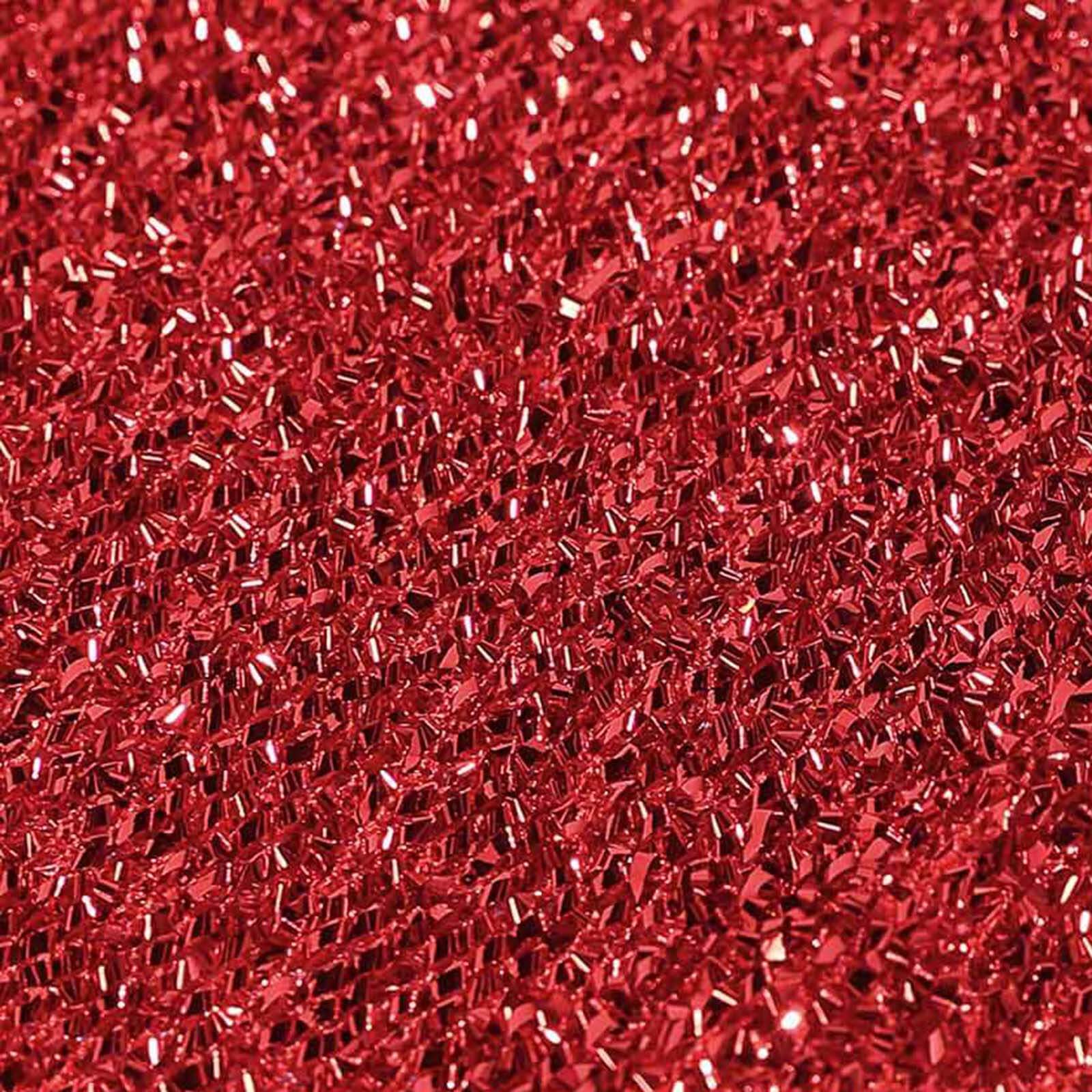 Stretch Spandex Chair Cover Red for Folding Chairs - Metallic Shimmer Tinsel Back Design Fitted Slipcover