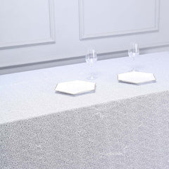 Sequin 90"x156" Rectangle Tablecloth White - Seamless Twinkling Design for Chic Celebrations