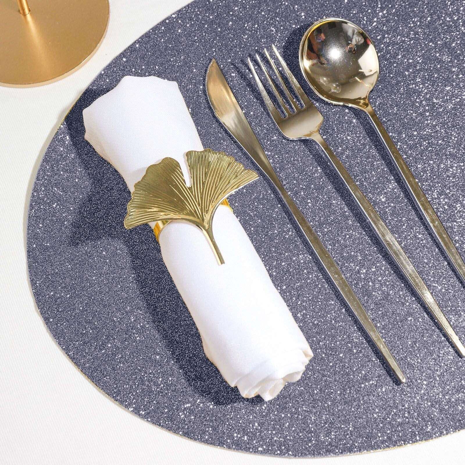 6-Pack Placemats Glitter Design Charcoal Gray Sparkle Oval - Non-Slip Decorative Table Mats for Dining 12"x18"