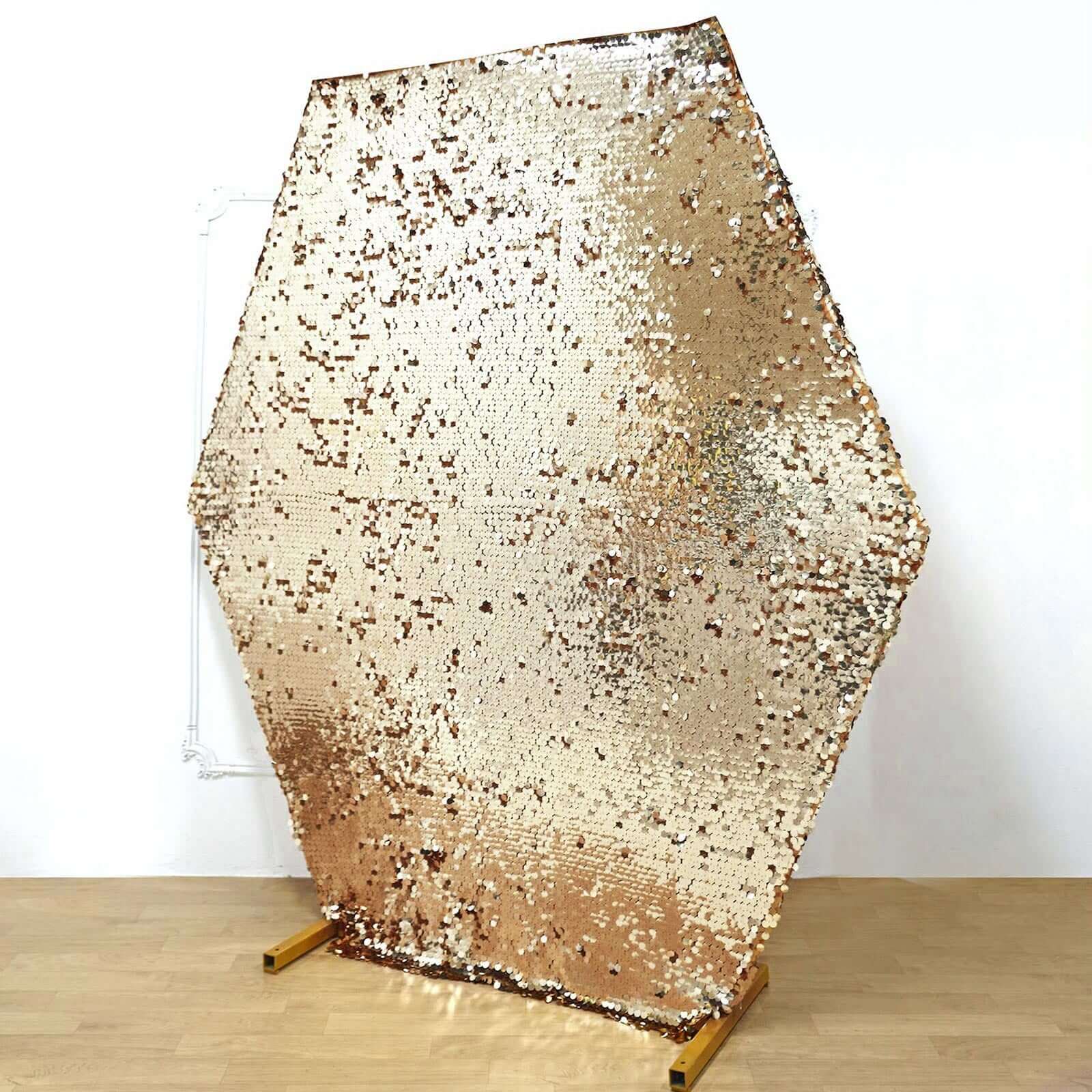 8ftx7ft Gold Big Payette Sequin Sparkly Hexagon Backdrop Stand Cover