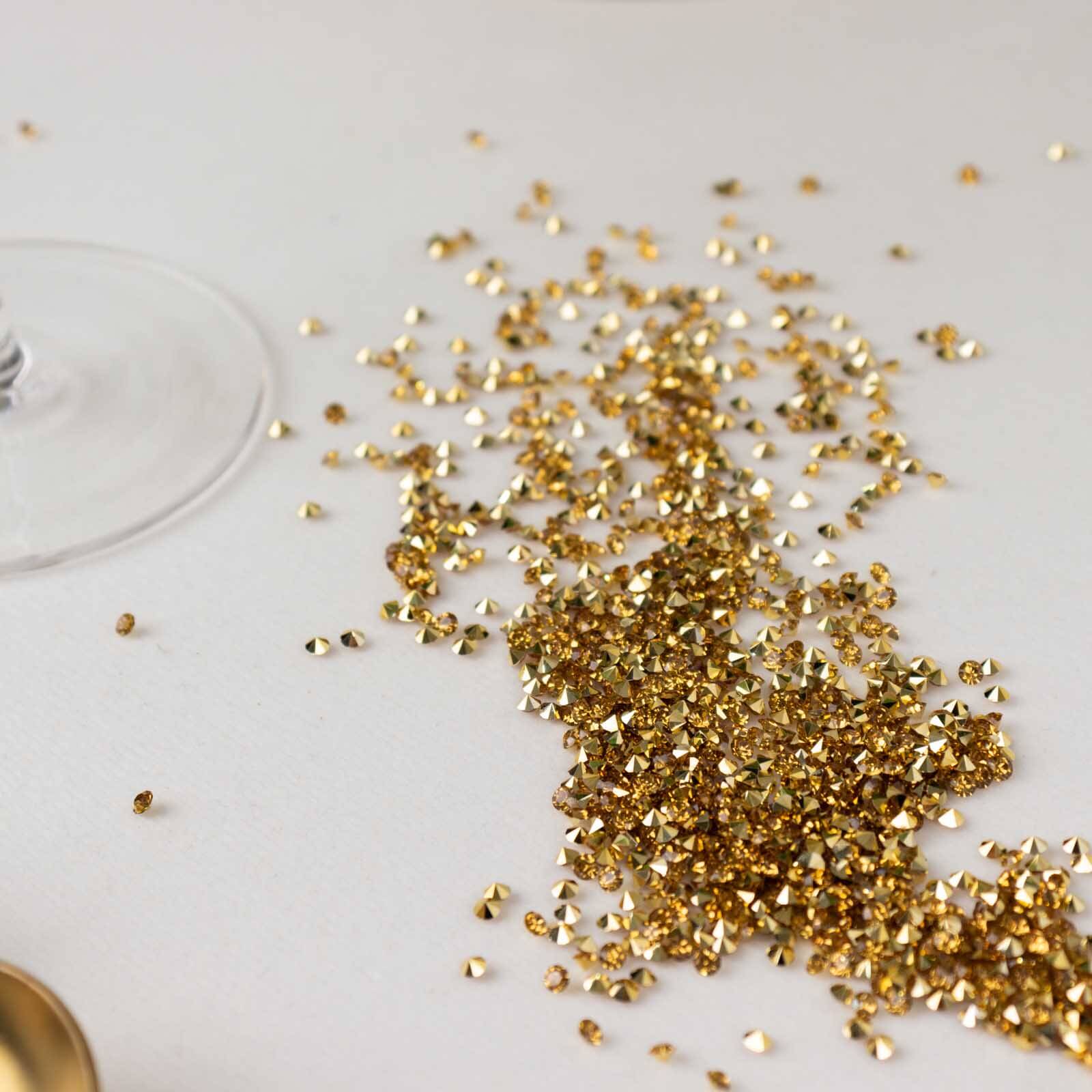 14400 Pcs Faux Diamond Rhinestone Vase Fillers Gold, Wedding Table Scatter Gems Sparkling Decorative Design 3mm