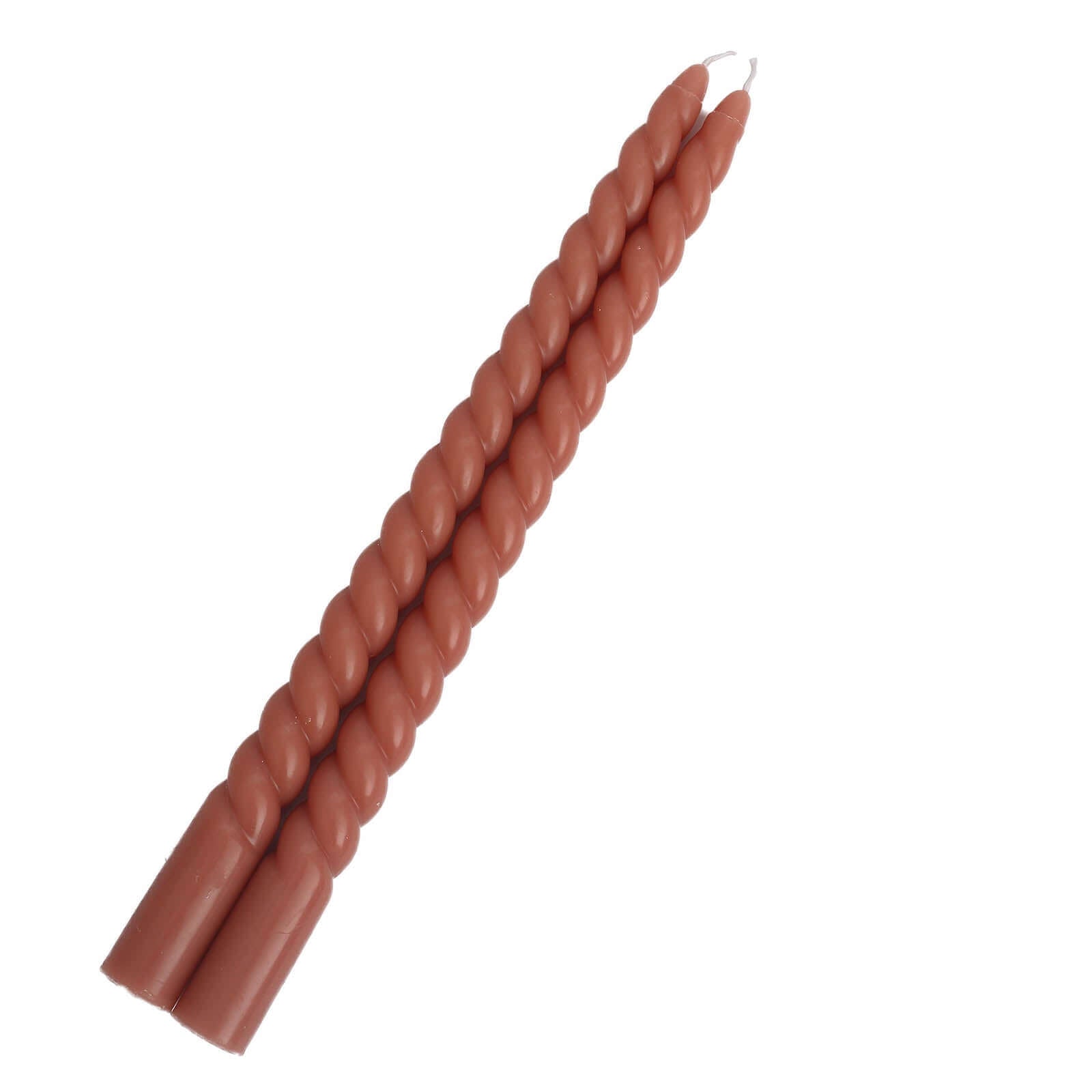12-Pack Taper Candles Spiral Long Burn Wick Design Dark Nude - Premium Unscented Wax Dinner Candle Sticks 11"