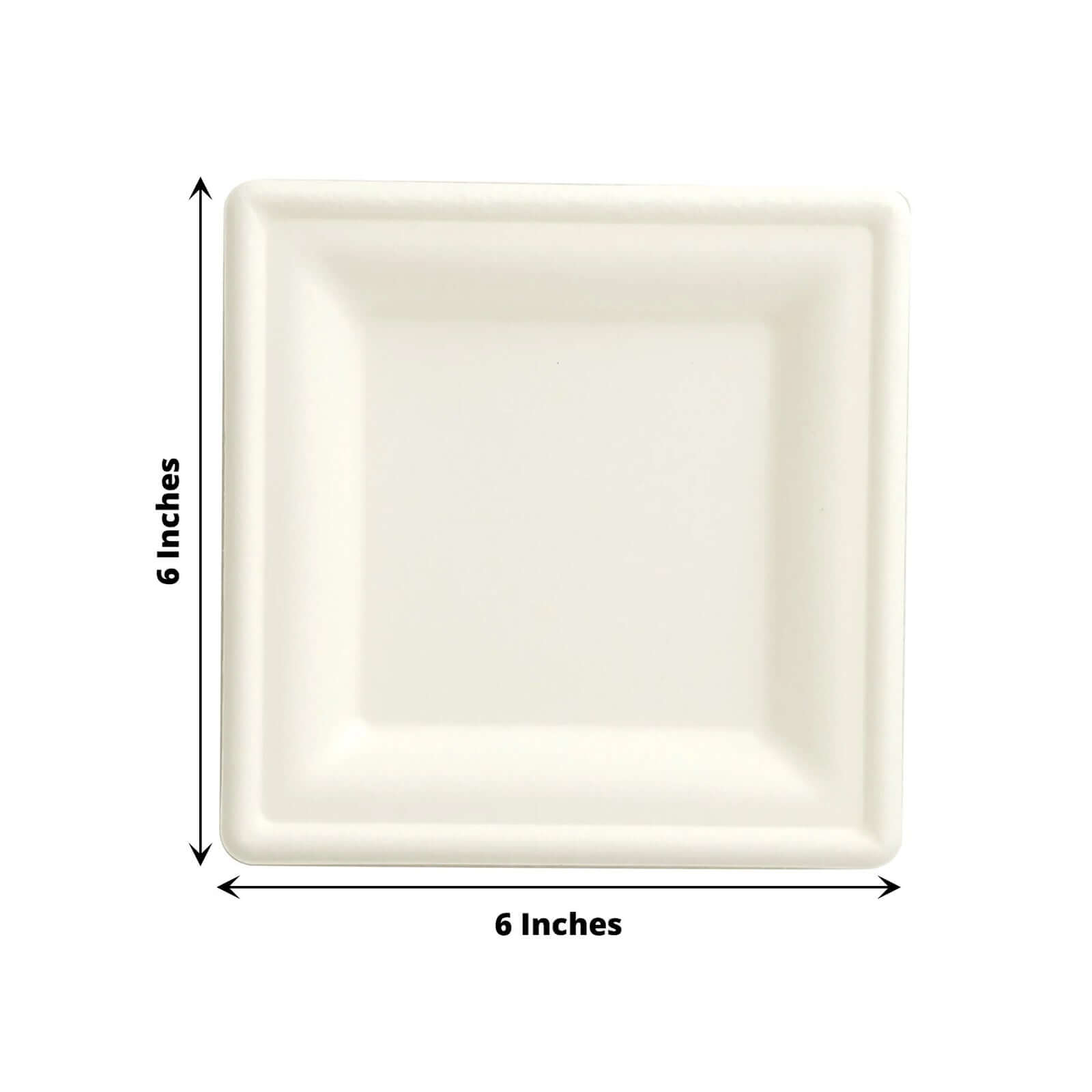 50-Pack Bagasse 6" Square Dessert Plates in White - Biodegradable Disposable Sugarcane Appetizer Salad Plates for Outdoor Events & Eco Conscious Celebrations
