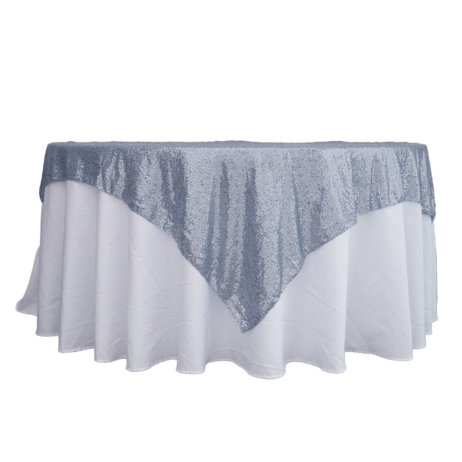 Sequin 72"x72" Table Overlay Square Tablecloth Dusty Blue - Sparkly Table Cover