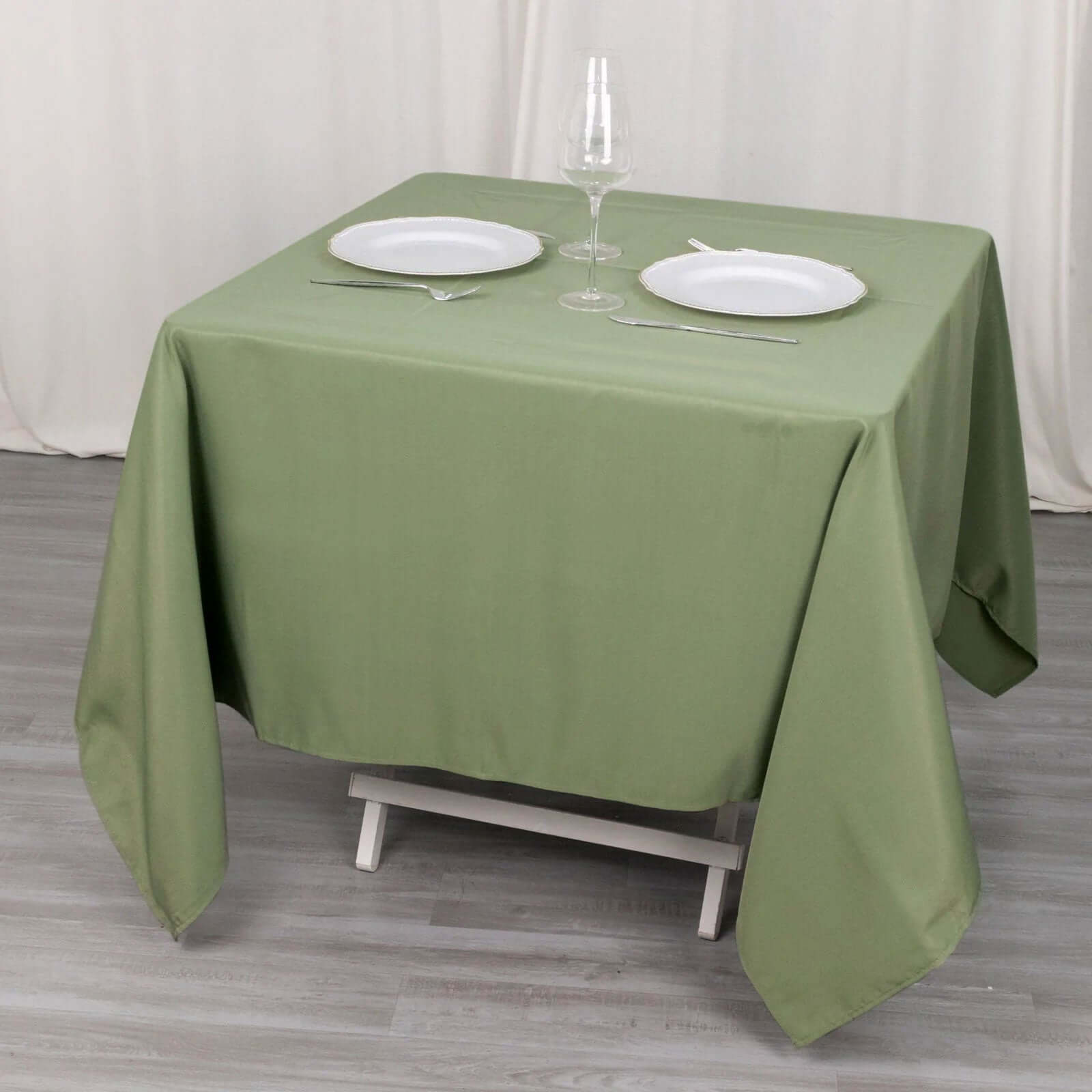 Premium Polyester 70"x70" Table Overlay Square Tablecloth Dusty Sage 220GSM Wrinkle-Resistant Table Cover