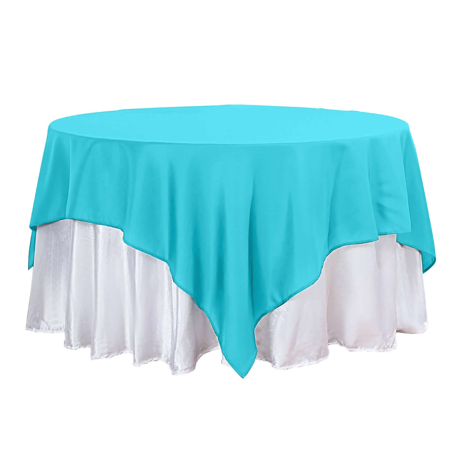 Polyester 90"x90" Table Overlay Square Tablecloth Turquoise - Wrinkle-Resistant & Durable Table Cover