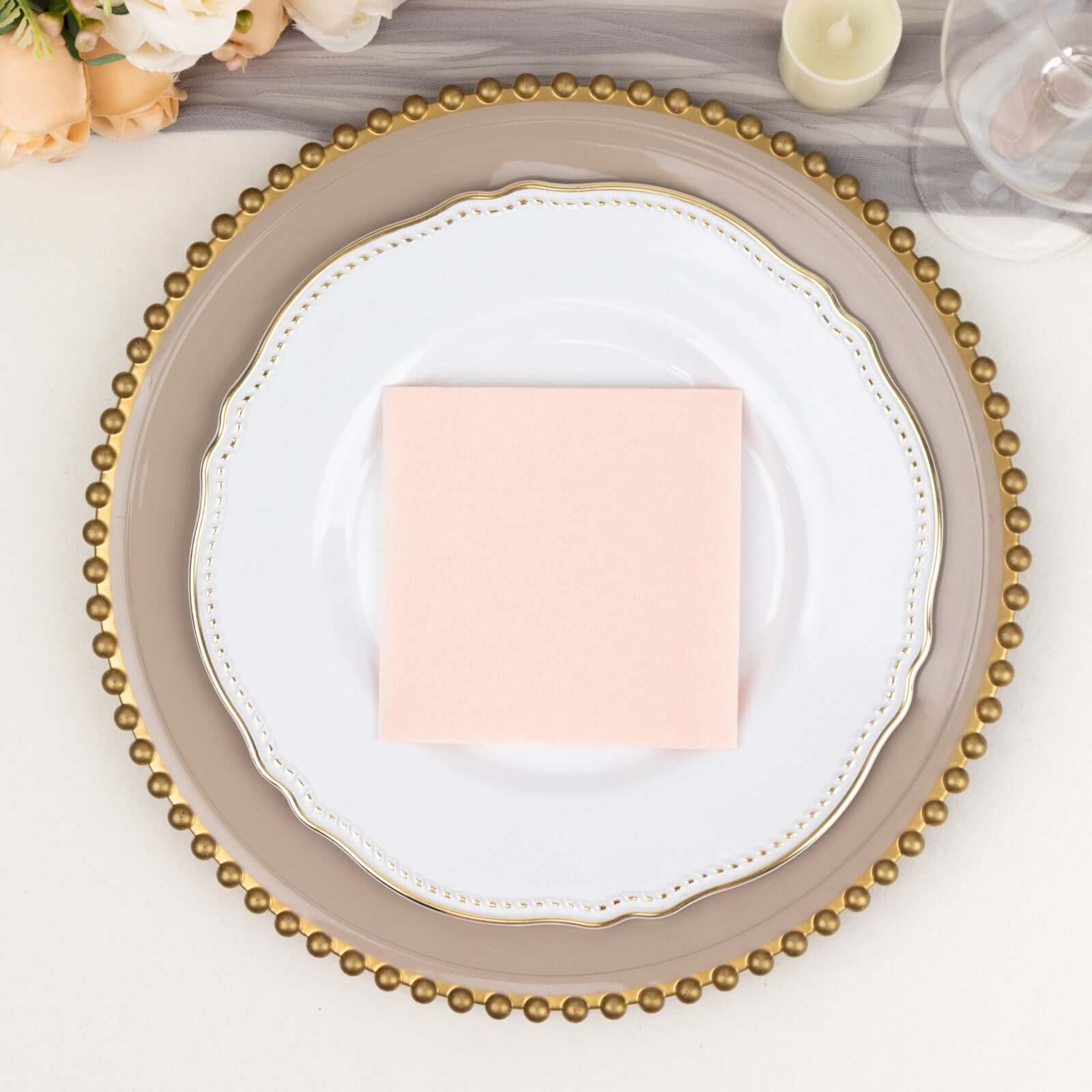 20-Pack Paper Linen-Like Cocktail Napkins Blush - Disposable 5"x5" Airlaid Soft Napkins