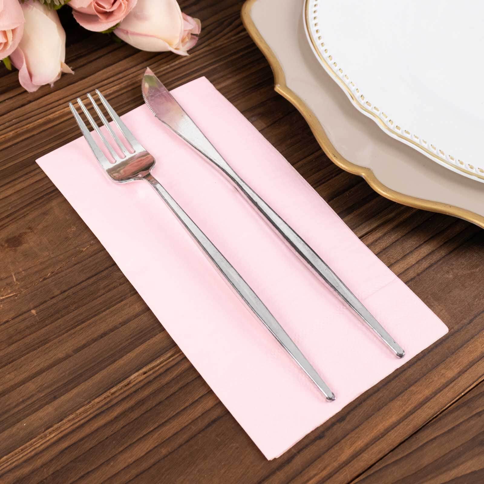 50-Pack Paper Napkins Soft Pink - Disposable 2-Ply Cocktail and Beverage Napkins for Weddings