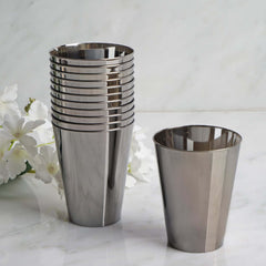 12-Pack Plastic Party Cups Sleek Chrome Silver - Durable Disposable Cups for Drinks 7oz