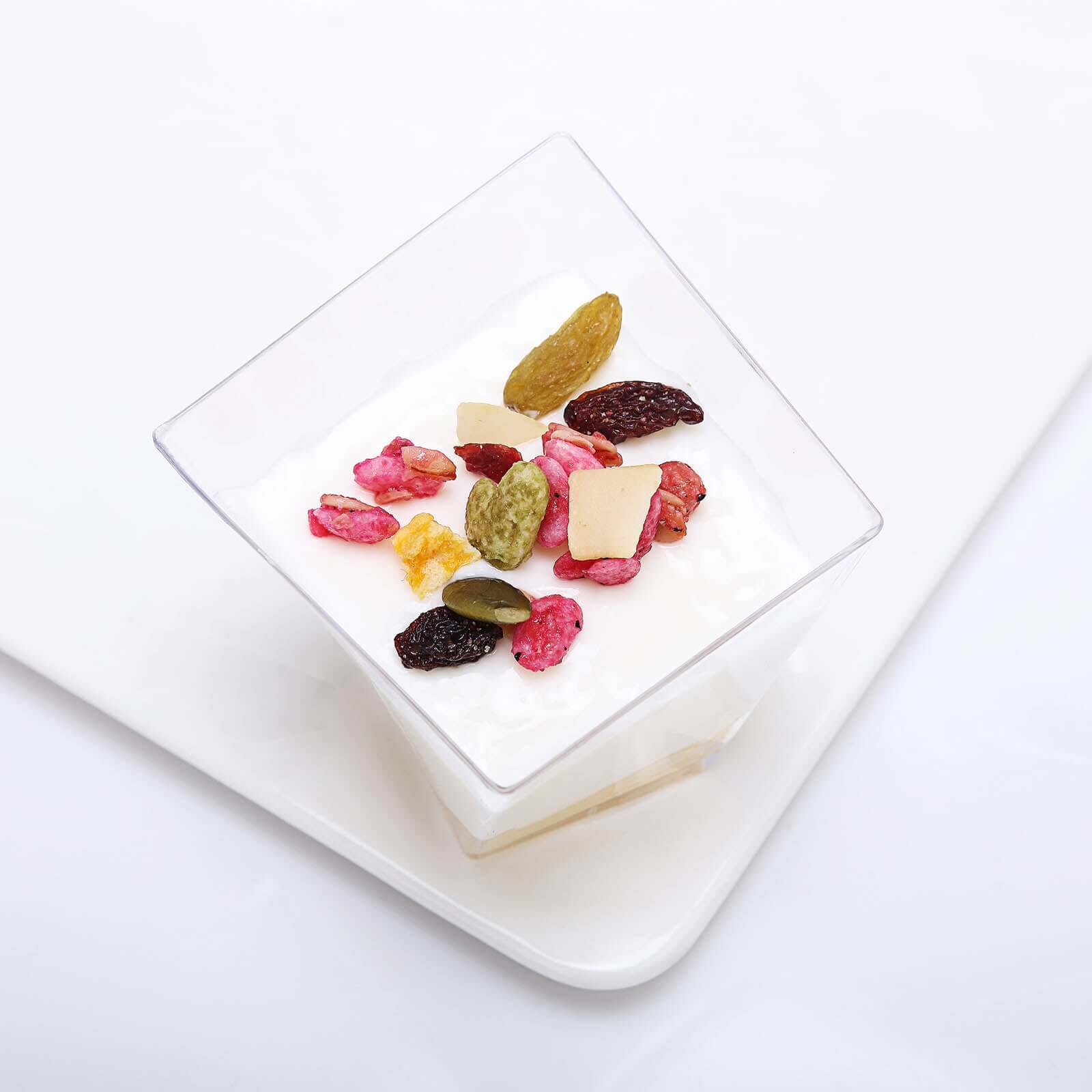 50-Pack Plastic Dessert Cups Square Twist Clear - Durable Disposable Sauce Cups for Parties 2oz