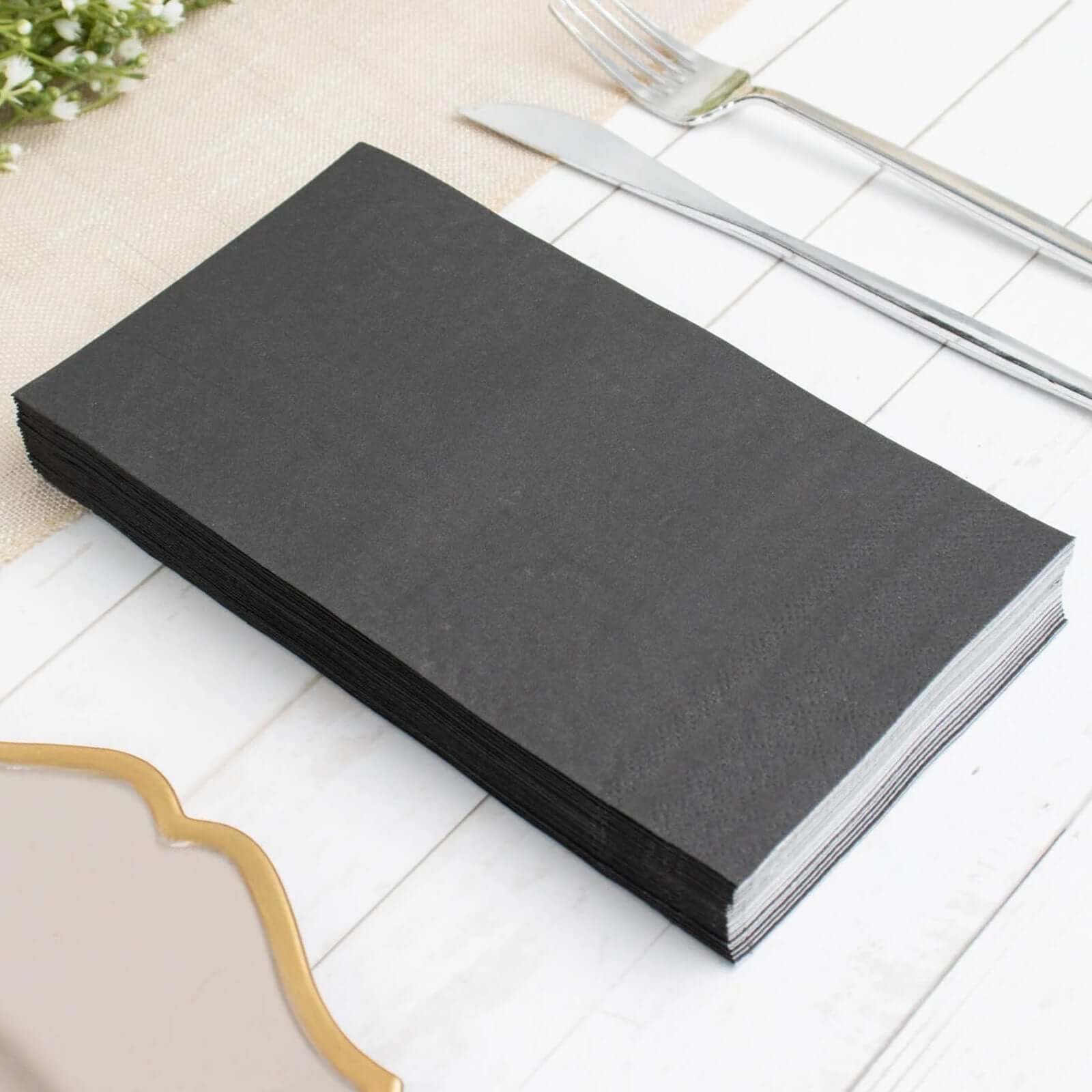 50-Pack Paper Napkins Soft Black - Disposable 2-Ply Cocktail and Beverage Napkins for Weddings