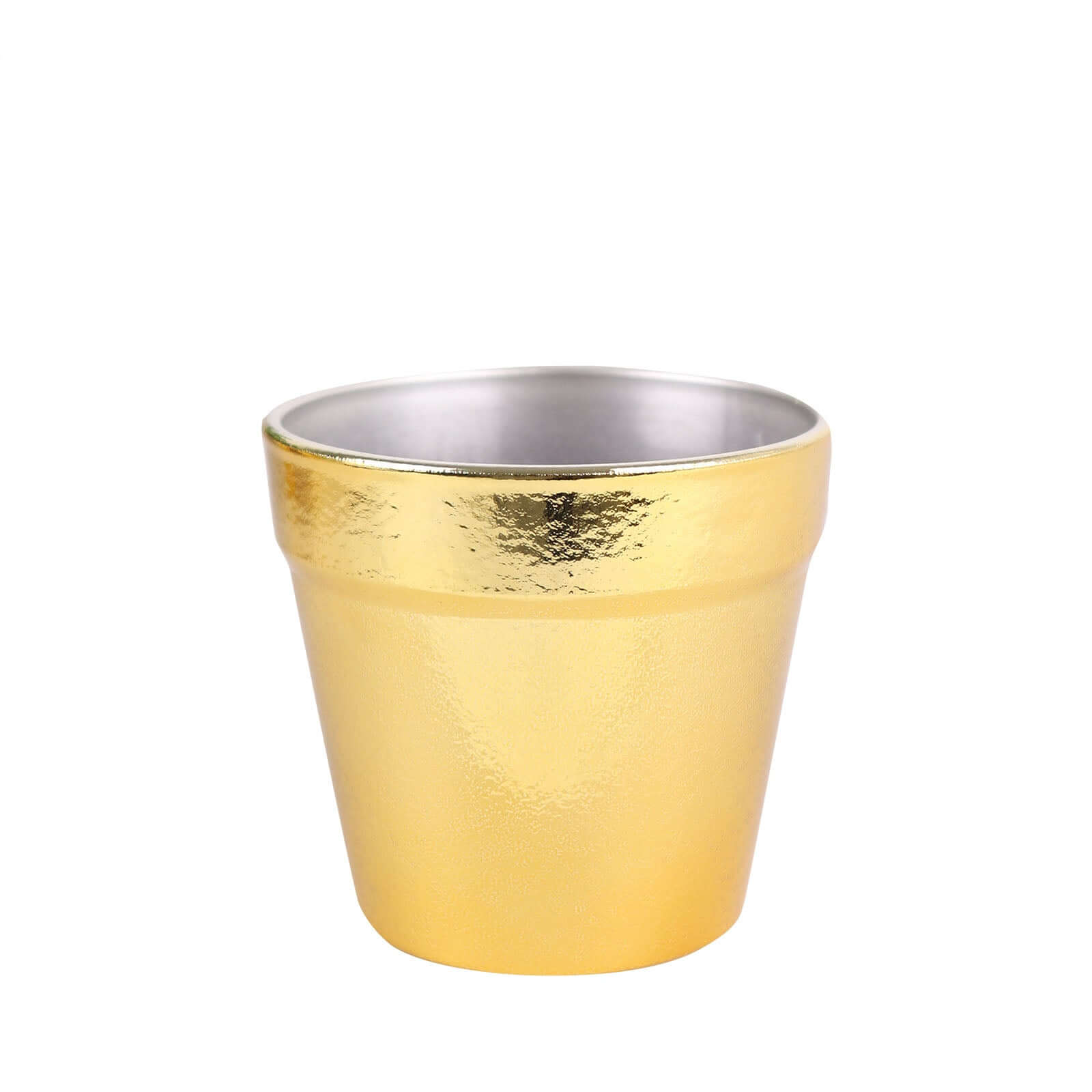 6 Pack 3" Gold Plastic Party Favor Bucket-Containers, Mini Succulent Nursery Planters, Flower Pot Crafts