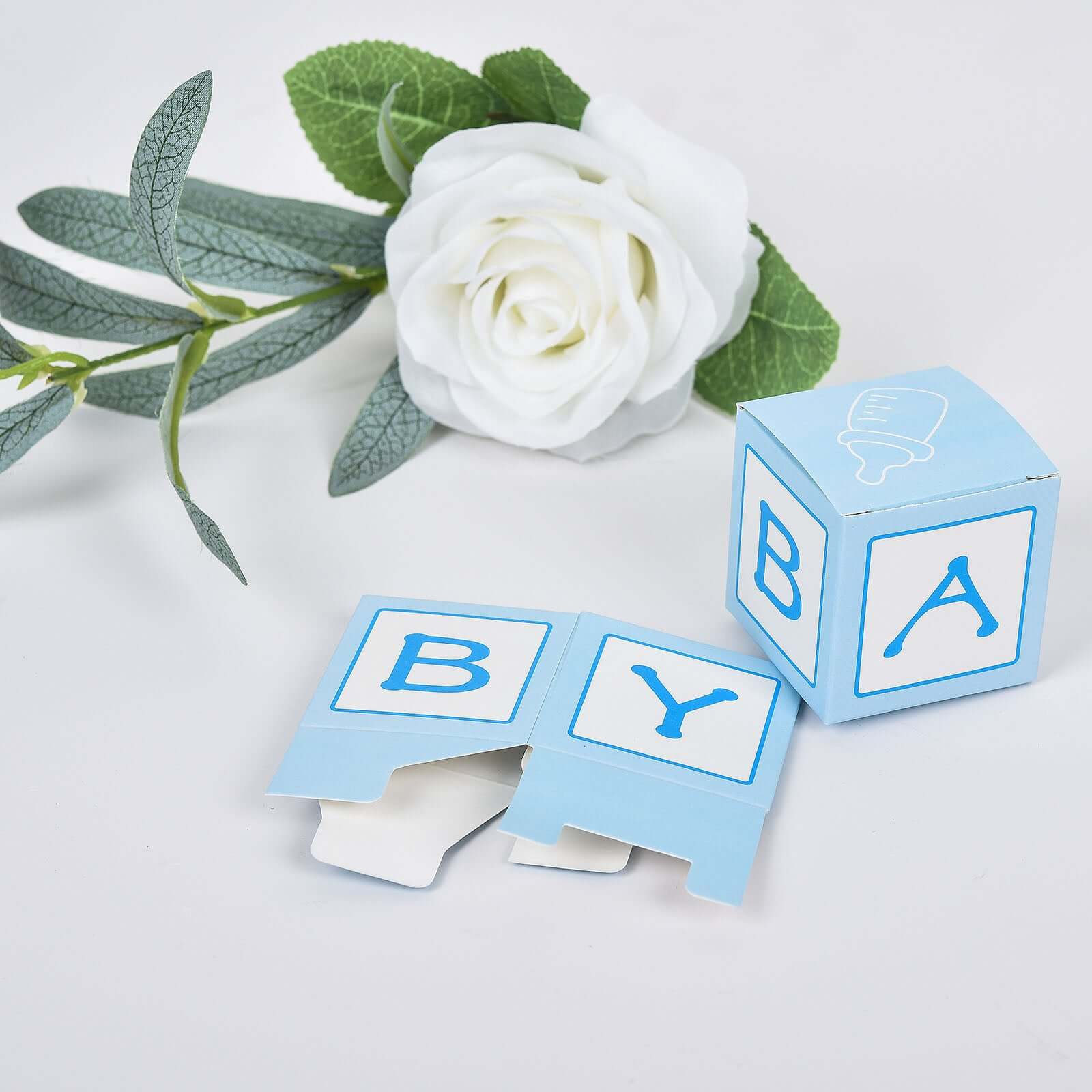 25 Pack 2" Light Blue Baby Shower Party Favor Candy Gift Boxes