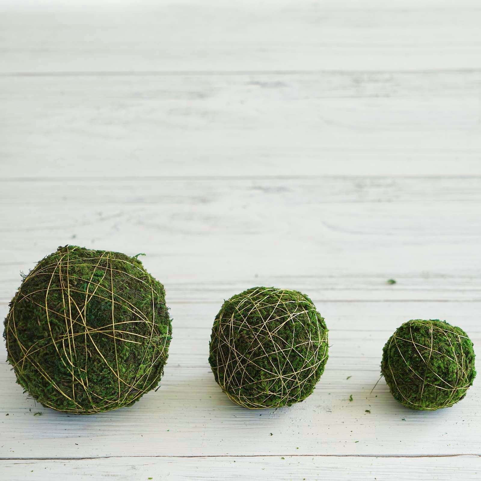 12-Pack Moss Ball Vase Fillers Handmade with Golden Twine Natural Preserved - DIY Decorative Craft Projects 2"