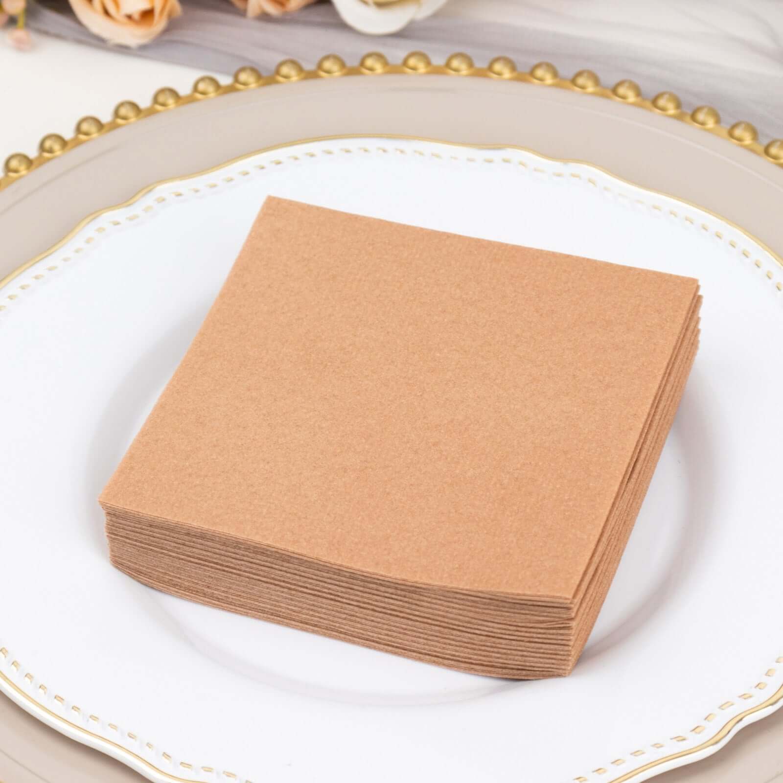 20-Pack Paper Linen-Like Cocktail Napkins Terracotta (Rust) - Disposable 5"x5" Airlaid Soft Napkins
