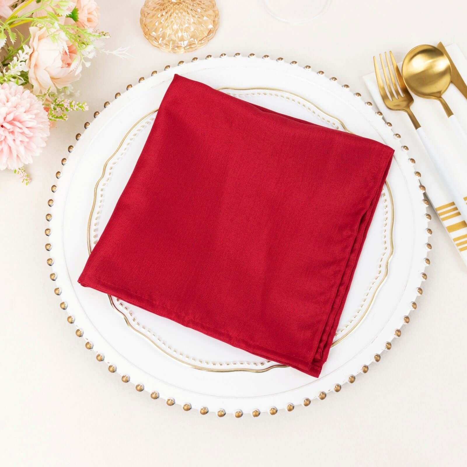 5 Pack Polyester 17"x17" Napkins Wine - Durable & Wrinkle Resistant Dinner Napkins