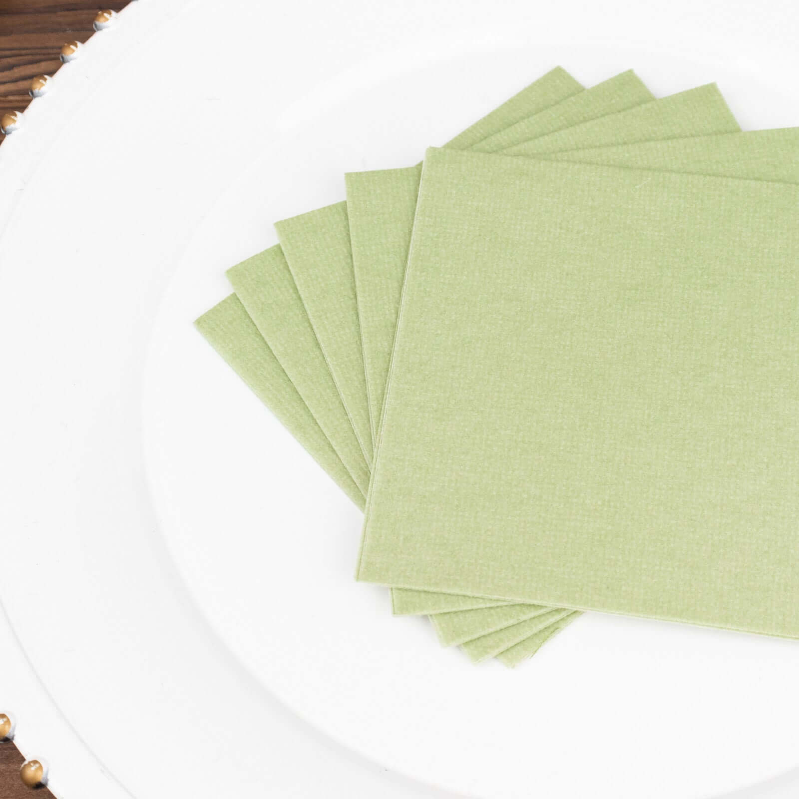 20-Pack Paper Linen-Like Cocktail Napkins Sage Green - Disposable 5"x5" Airlaid Soft Napkins