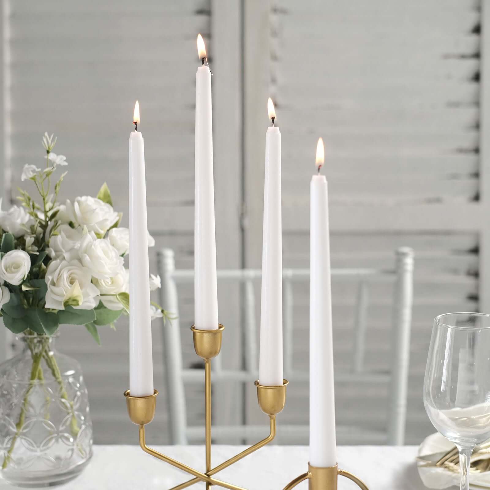 12-Pack Taper Candles Premium Wax Design White - Unscented Candles for Upscale Settings 10"