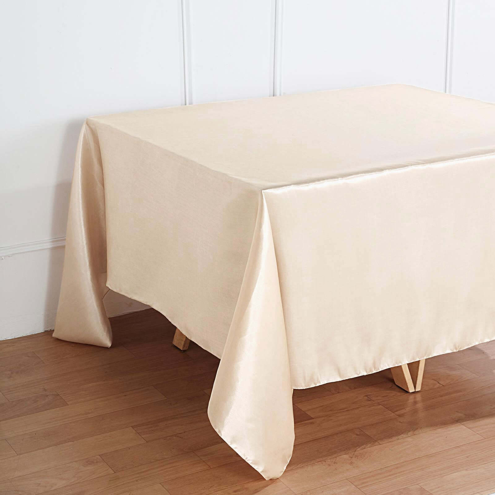 Satin 90"x90" Table Overlay Square Tablecloth Beige - Smooth Finish Table Topper