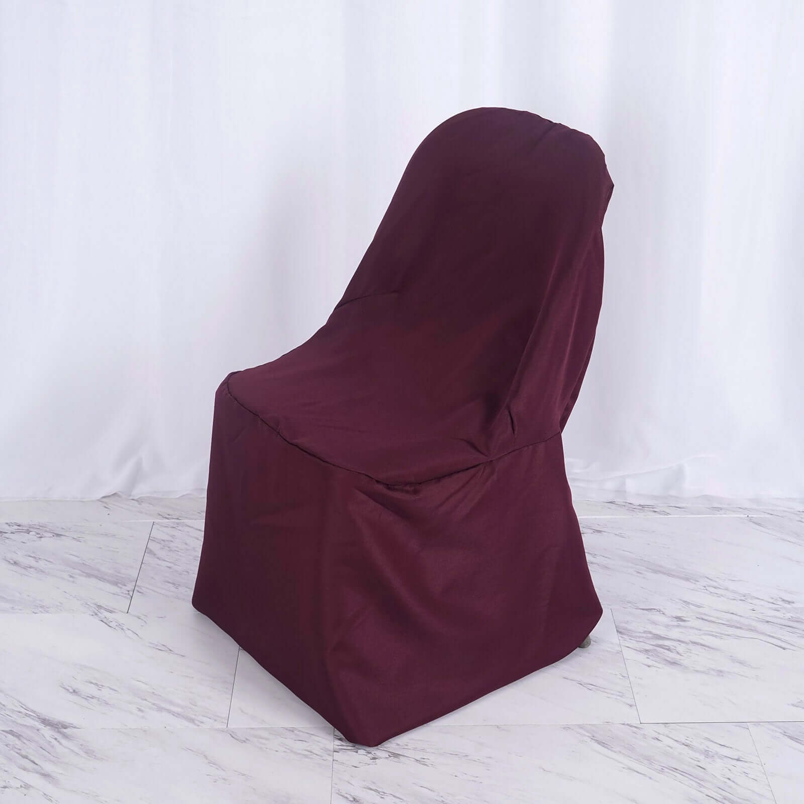 Polyester Slip On Folding Chair Covers Burgundy - Stain-Resistant Reusable Durable Fabric