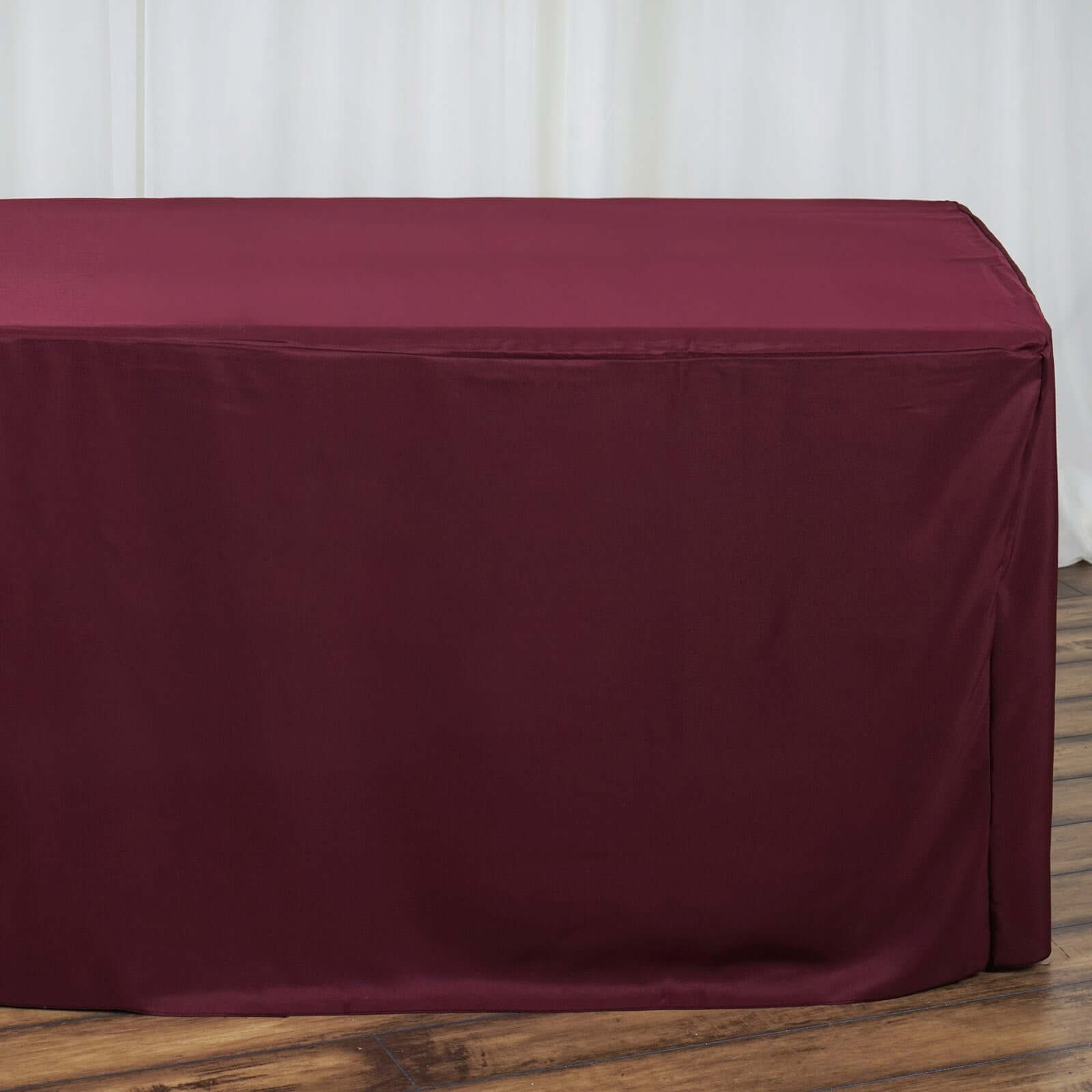 Fitted Polyester 96"x30" Rectangle Tablecloth Burgundy - Durable and Easy to Maintain Table Cover