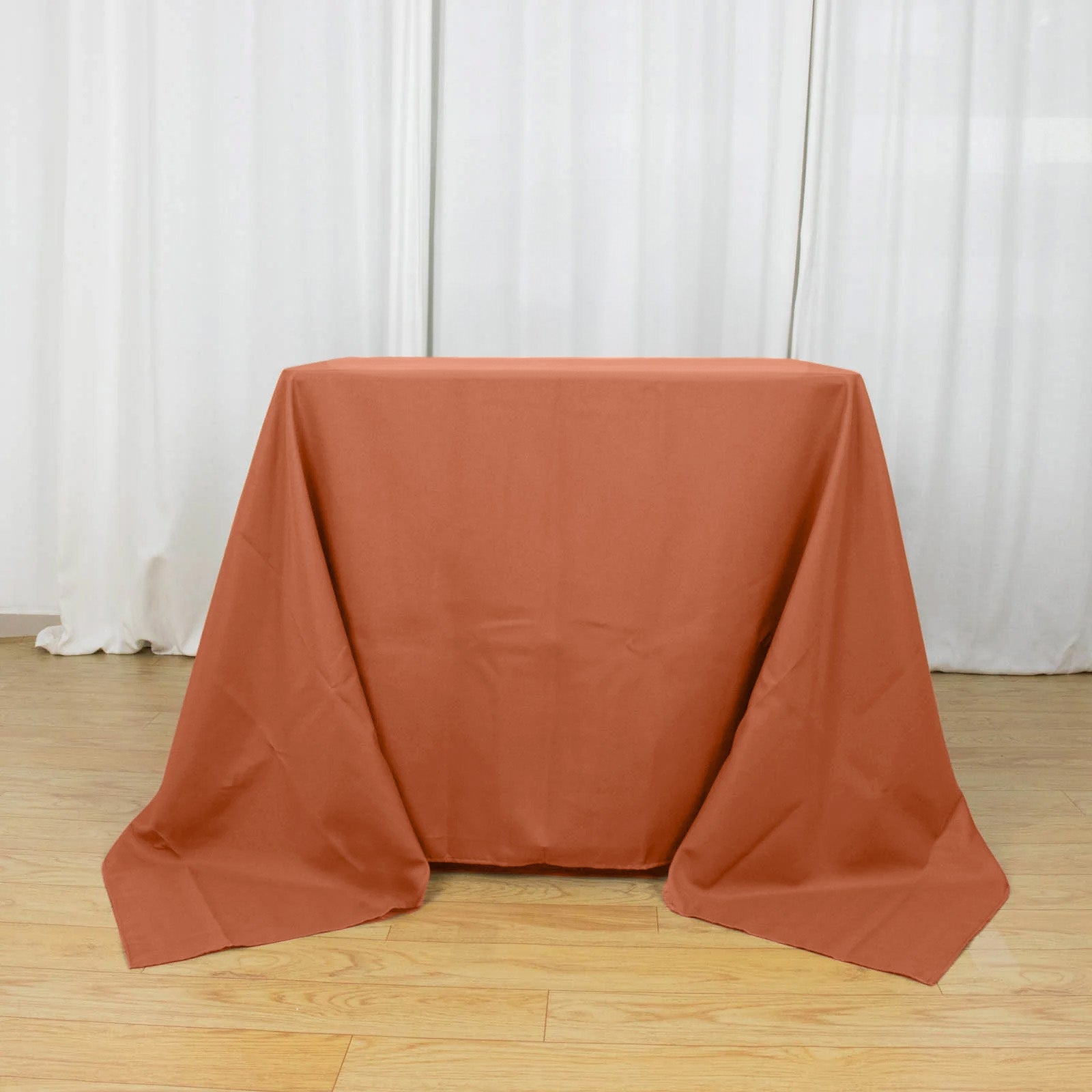 Polyester Square 90"x90" Tablecloth Terracotta (Rust) - Wrinkle-Resistant & Durable Table Cover