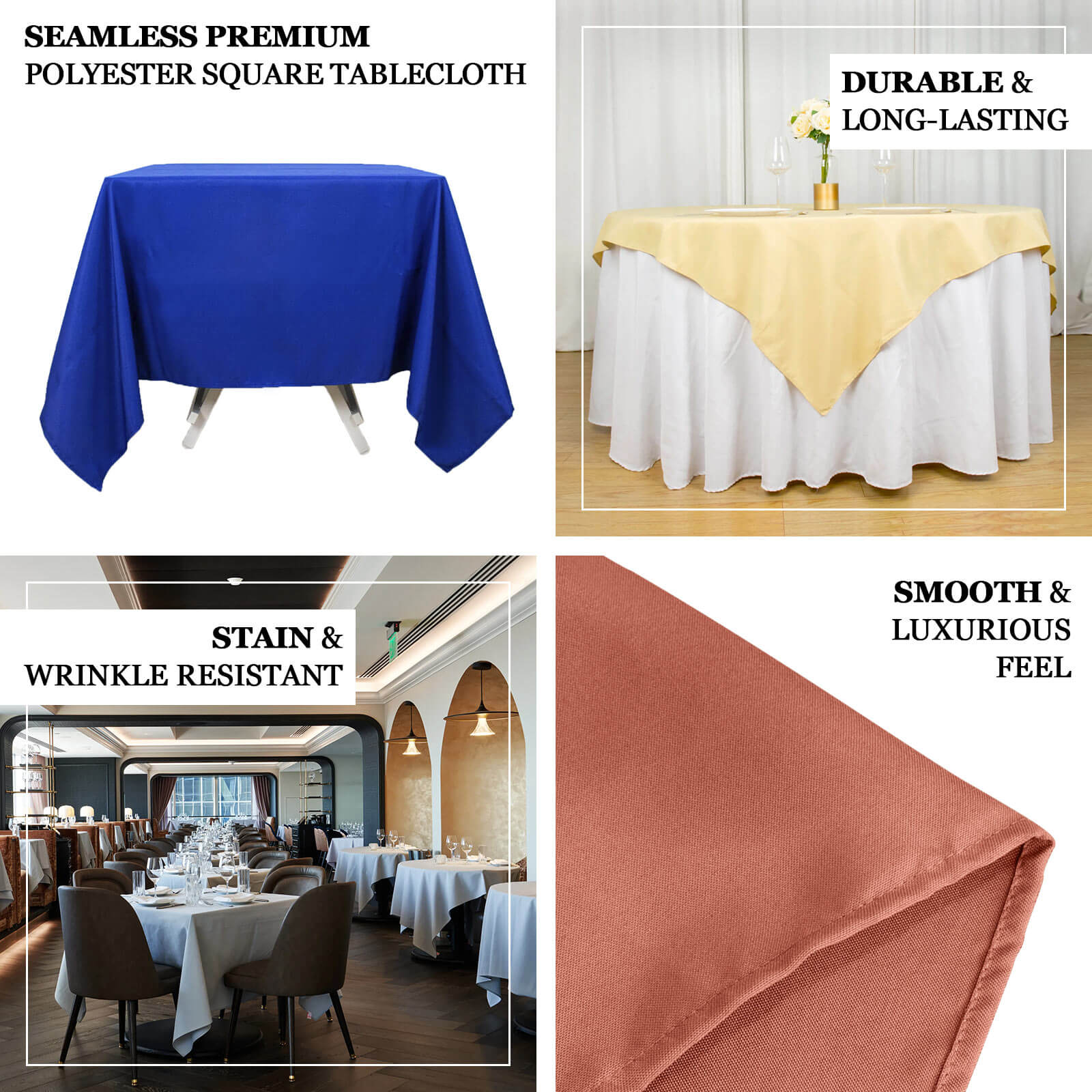 Premium Polyester 54"x54" Square Tablecloth Lavender Lilac - Stain and Wrinkle-Resistant 220GSM Table Cover