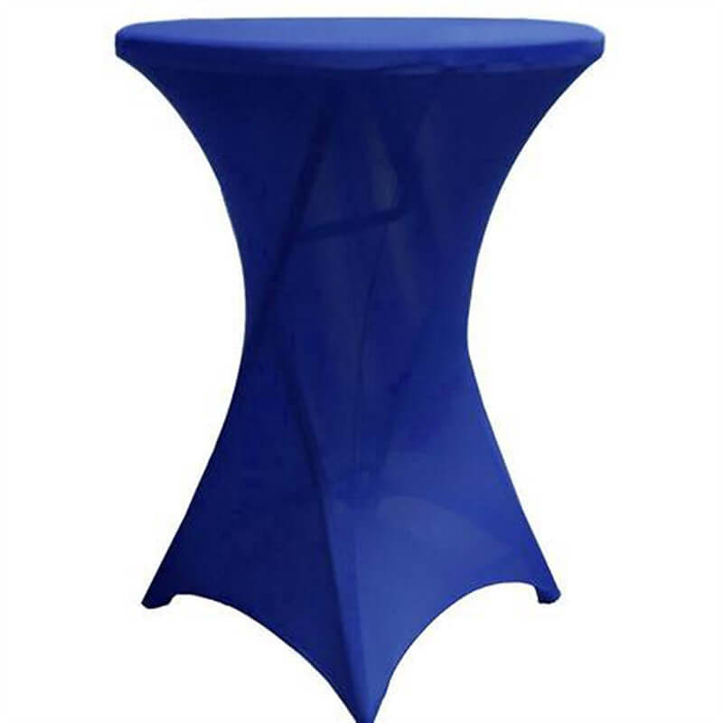 Spandex 24"-32" Round Cocktail Table Cover Royal Blue - Easy to Maintain Stretch Fitted Highboy Tablecloth
