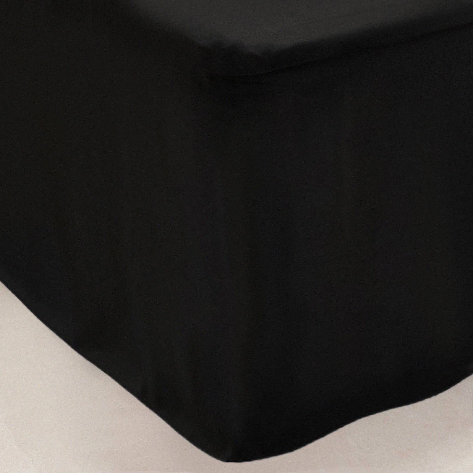 Fitted Polyester 72"x24"x42" Rectangle Tablecloth Black - Secure Fit for Elevated Tables