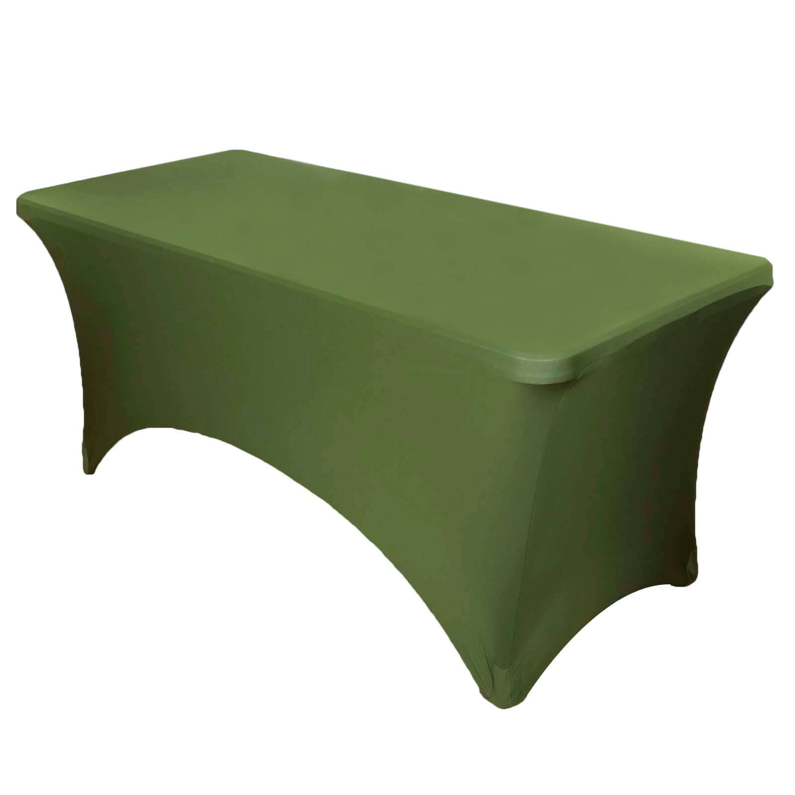Stretch Spandex 6ft Rectangle Tablecloth Olive Green - Durable Form-Fitting Table Cover for Events & Presentations