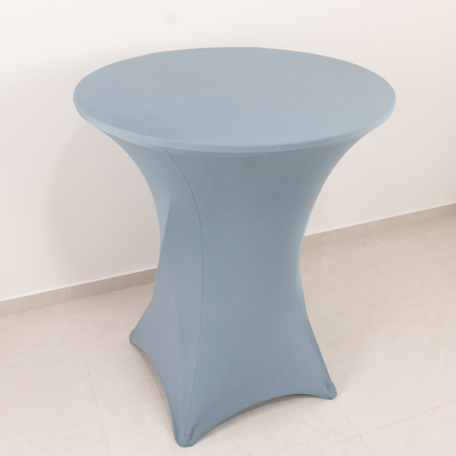 Spandex 33"-36" Round Cocktail Table Cover Dusty Blue - Easy to Maintain Stretch Fitted Highboy Tablecloth