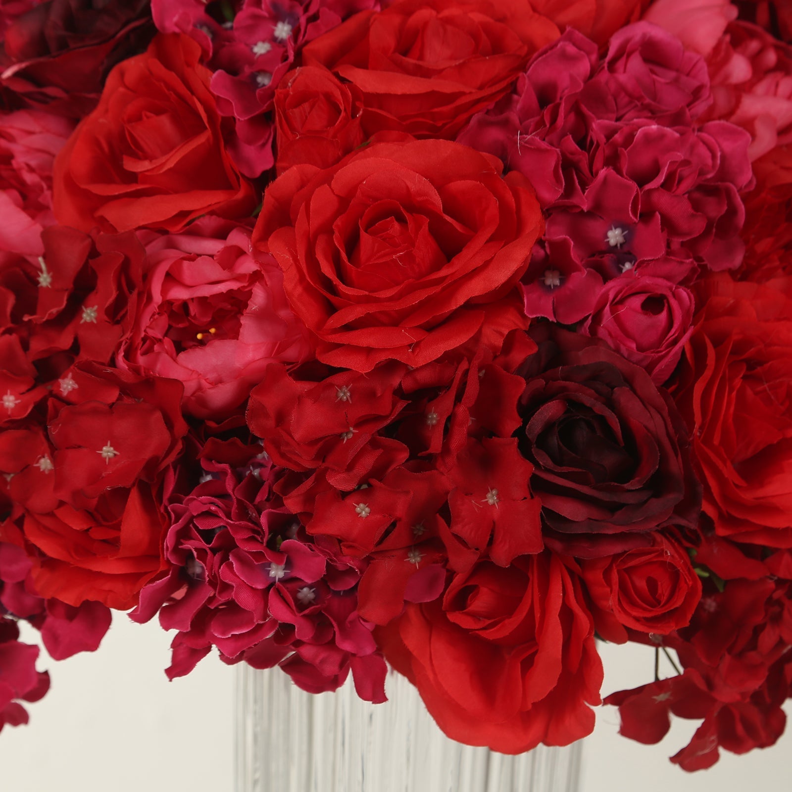 Pre-Arranged Silk Rose Bouquet Floral Arrangement Table Decor, Large Red Artificial Rose Flower Balls Wedding Centerpieces - 20"