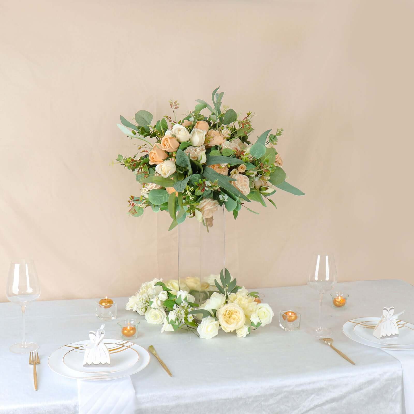 6-Pack Glass Cylinder Vases Square Clear - Durable Heavy Duty Floral Centerpieces for Weddings 16"