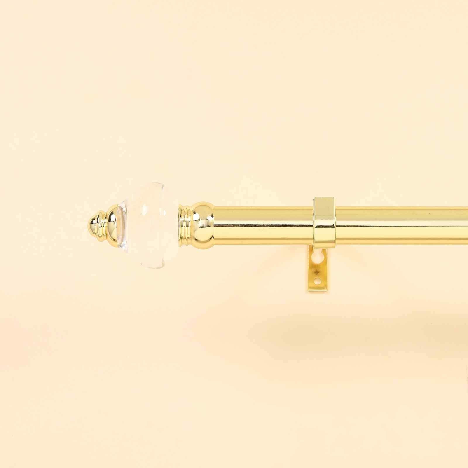 42"-126" Adjustable Metal Curtain Rod Set, Gold, Acrylic Designer Finials