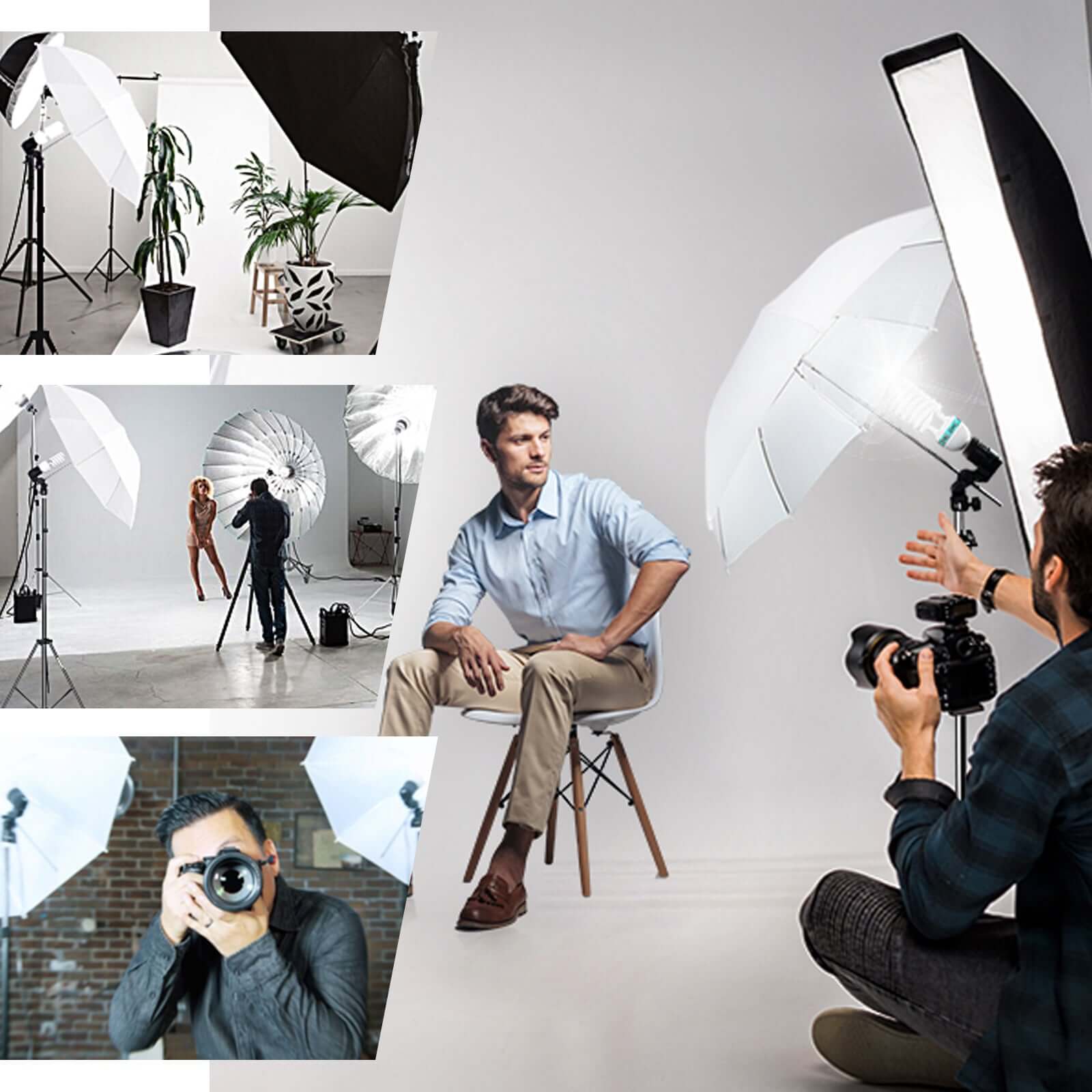 7ft Photo Studio 600W Day Light White Umbrella Continuous Lighting Kit
