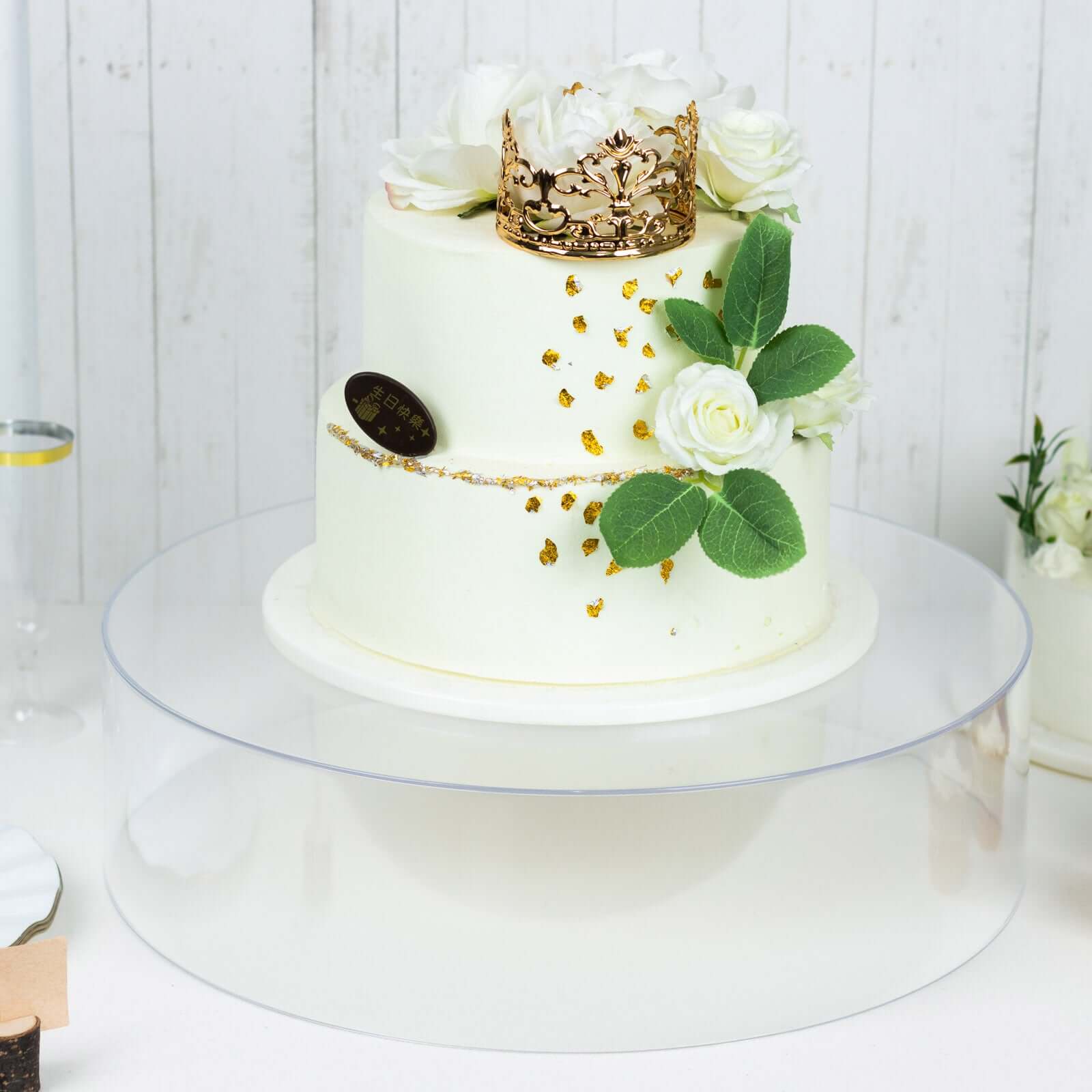 Acrylic Cake Stand Display Box Transparent Clear 18" Round - Decorative Pedestal Riser for Weddings