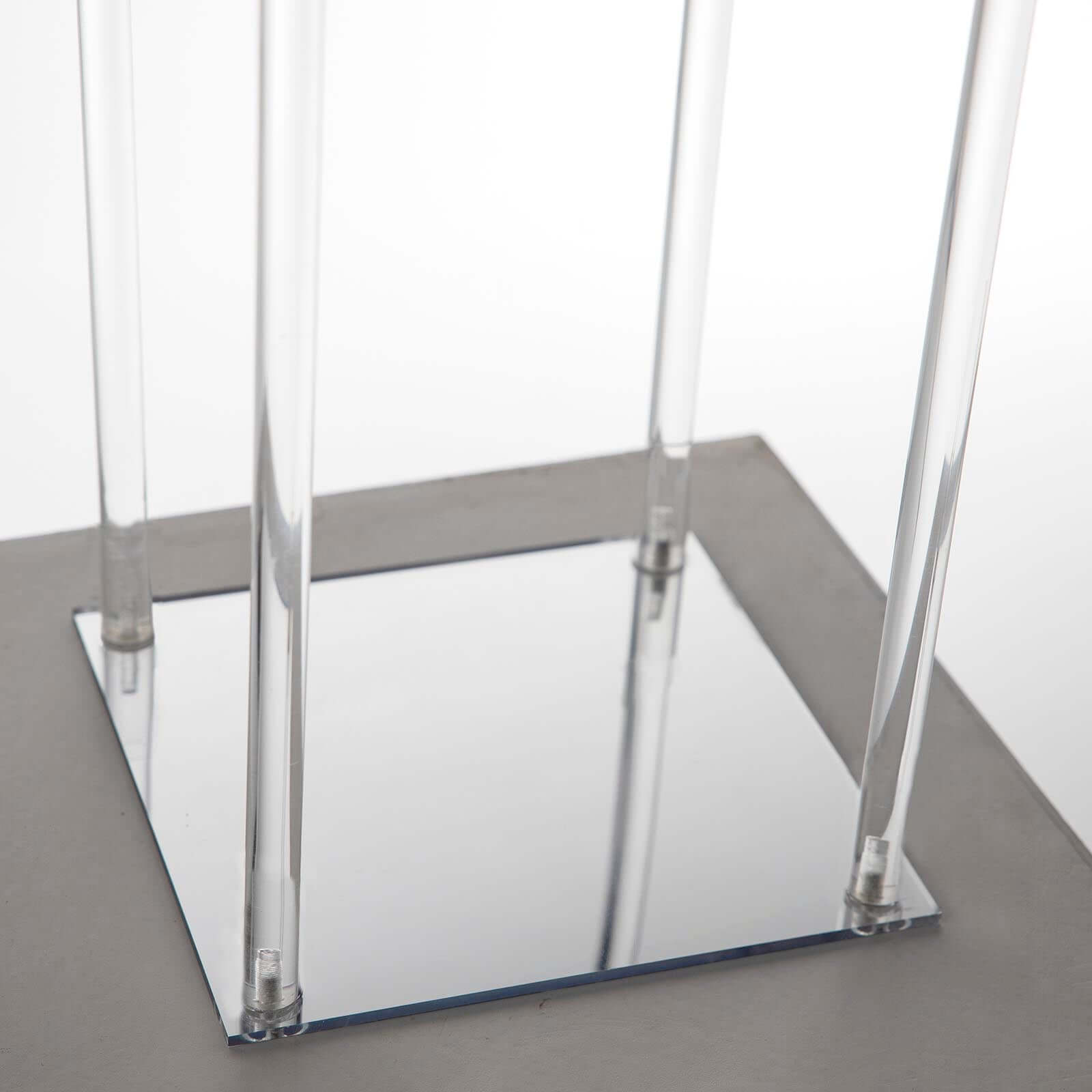 Acrylic Flower Vase Pillar Stand with Square Mirror Base Clear - Versatile Wedding Table Centerpiece 24"