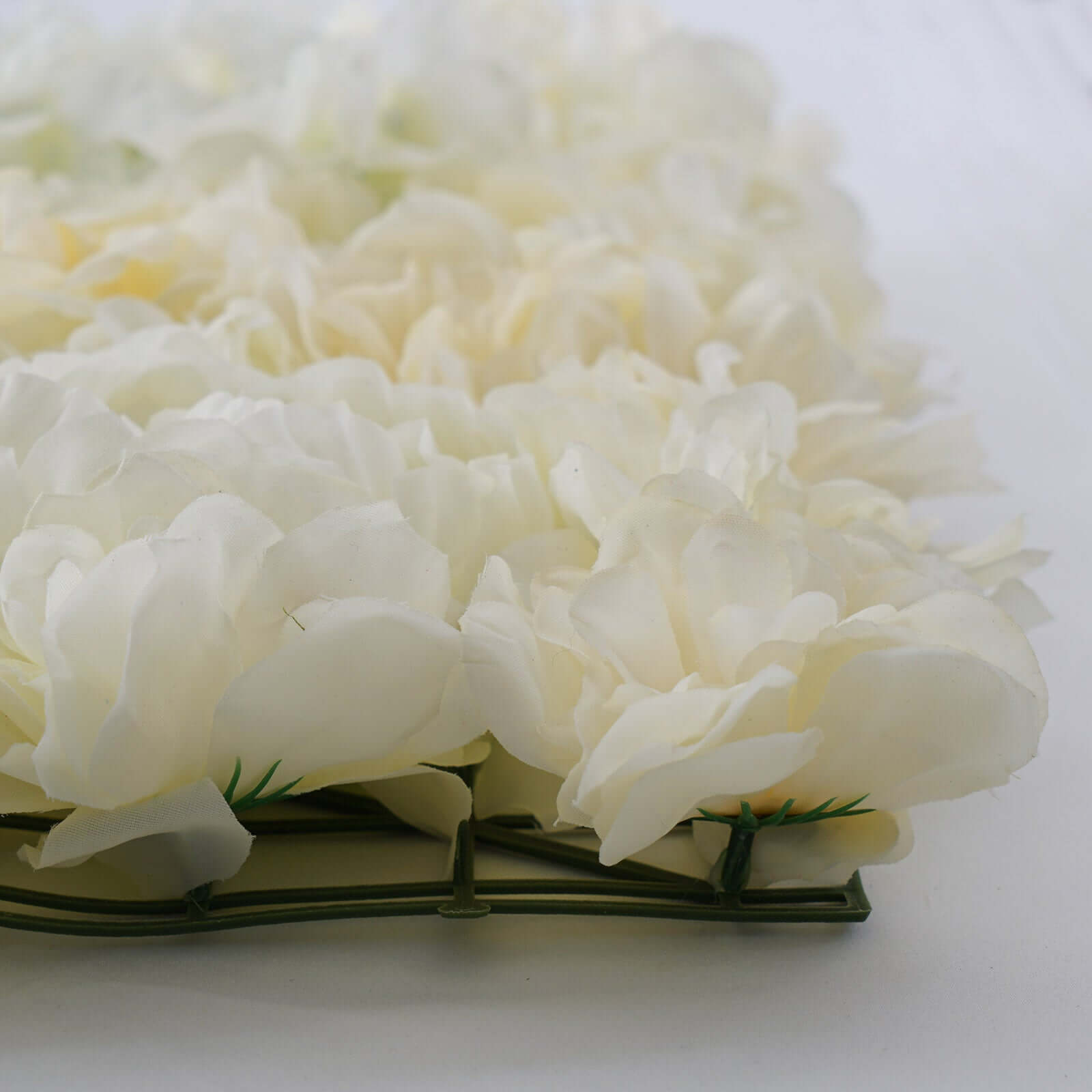 13 Sq ft. White Champagne UV Protected Assorted Flower Wall Mat Backdrop - 4 Artificial Panels