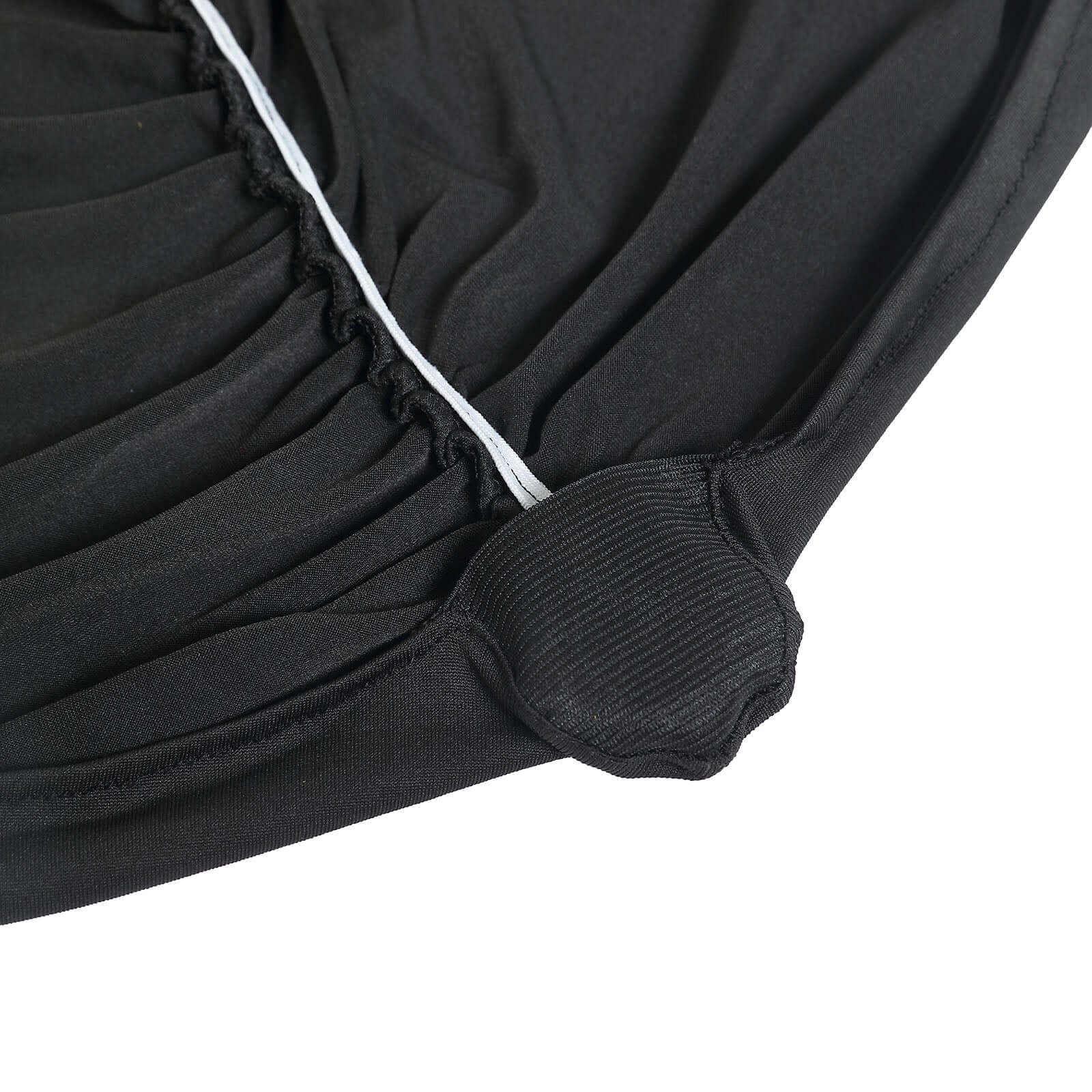 Spandex Chair Cover with Ruched Swag Back and Foot Pockets for Banquet Chairs Black - Fitted Slipcover