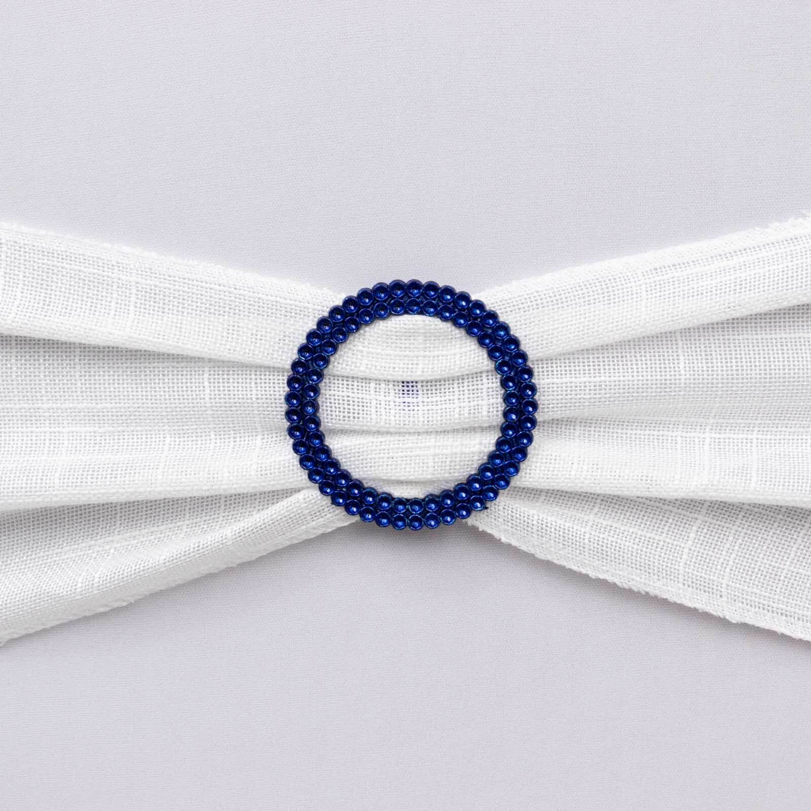 20 Pack Diamond Round Chair Sash Band Buckle Pins Royal Blue - Timeless Rhinestone Napkin Rings 2.5"