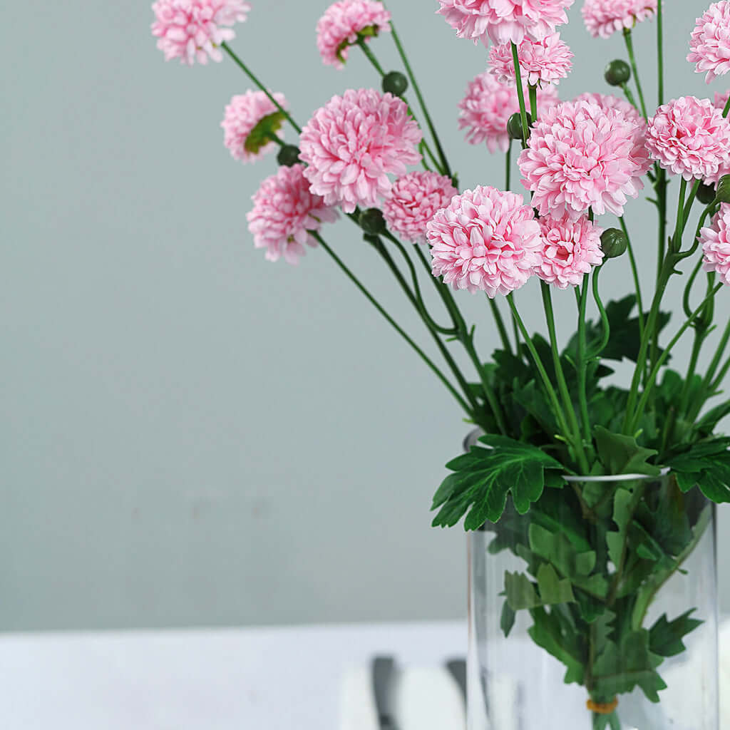 2 Bushes 33" Blush Artificial Mums Spray, Faux Chrysanthemum Flower Bouquet