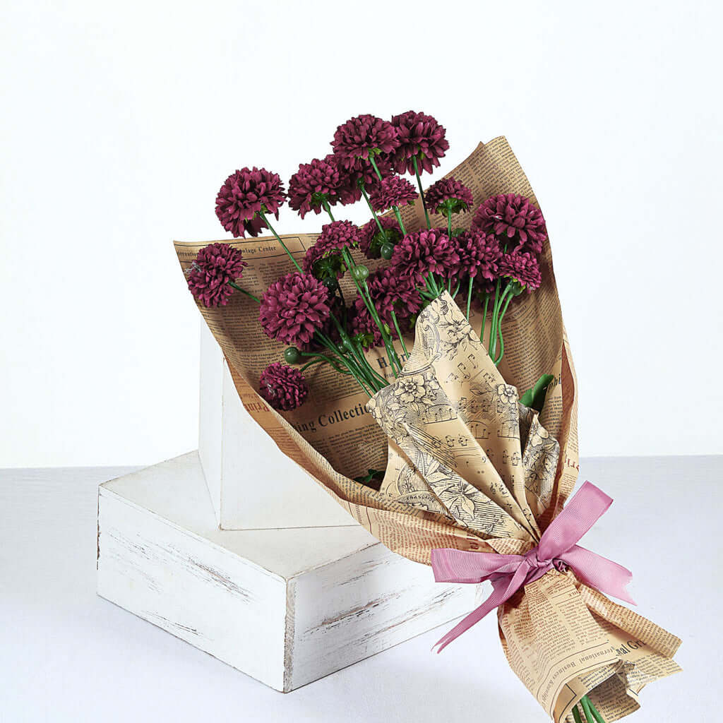 2 Bushes | 33" Burgundy Artificial Chrysanthemum Mum Flower Bouquets