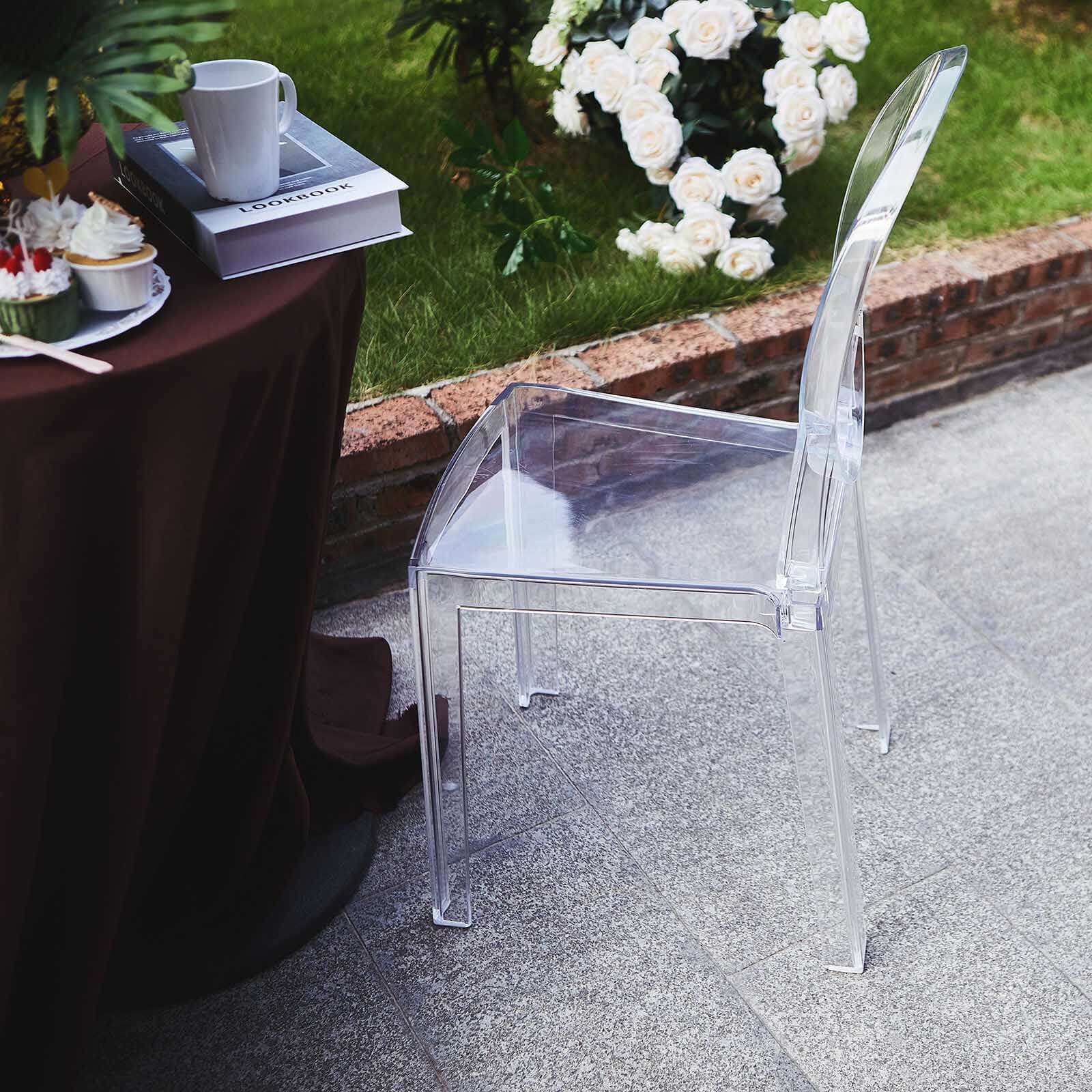 Acrylic Ghost Chair with Oval Back for Banquet Use Clear - Sleek Transparent Armless Accent Chair for Weddings & Gatherings