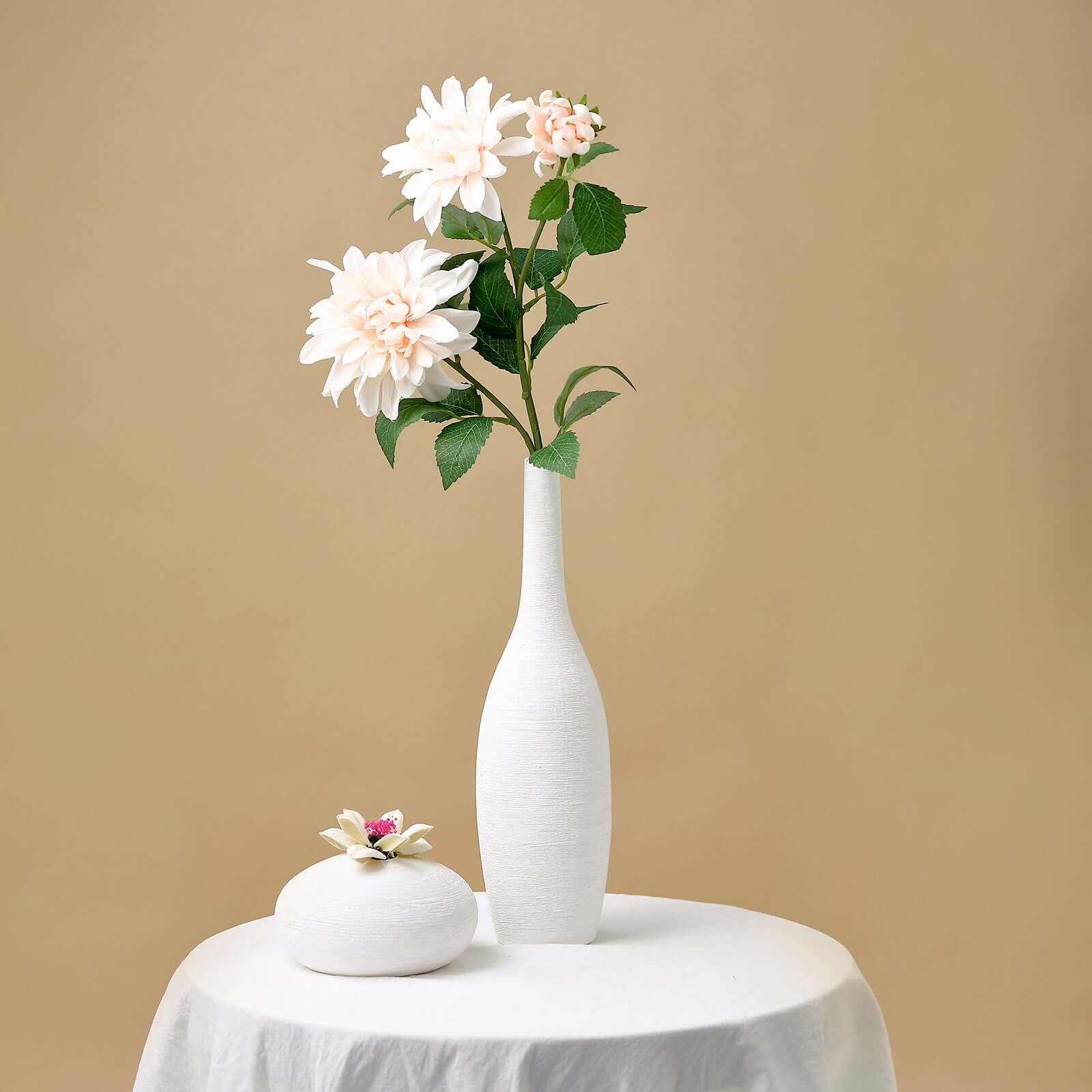 30" Tall Blush Artificial Dahlia Silk Flower Stems, Faux Floral Spray